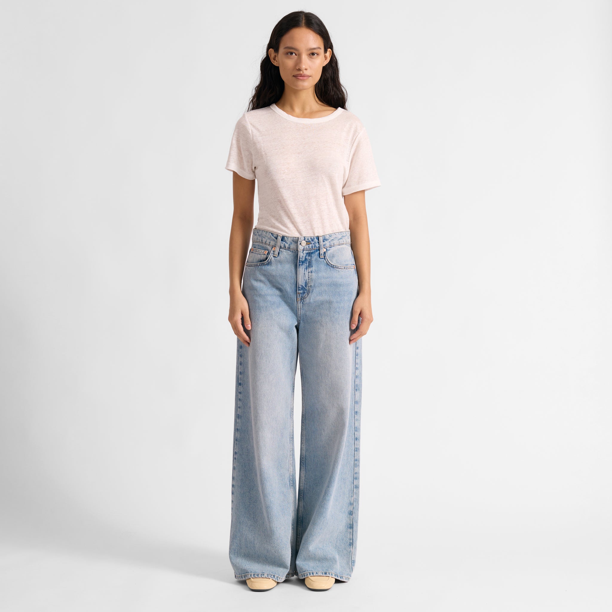 Light Wash Full Length Wide Length Jeans
