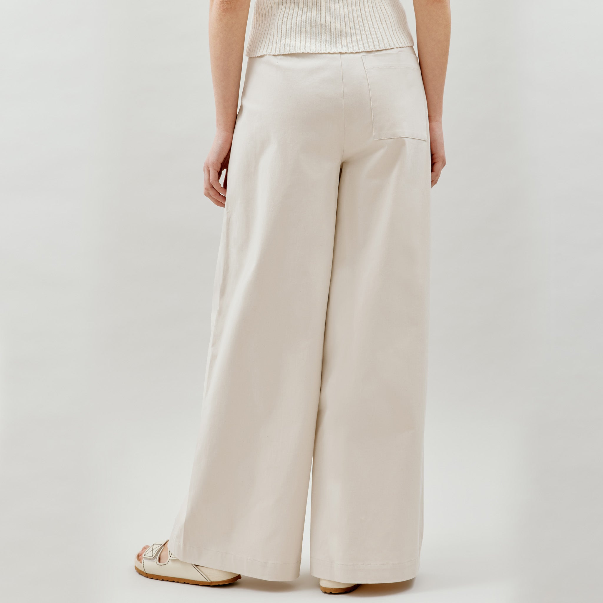 Re-Loved Stone Super Wide Leg Trousers - Size 16