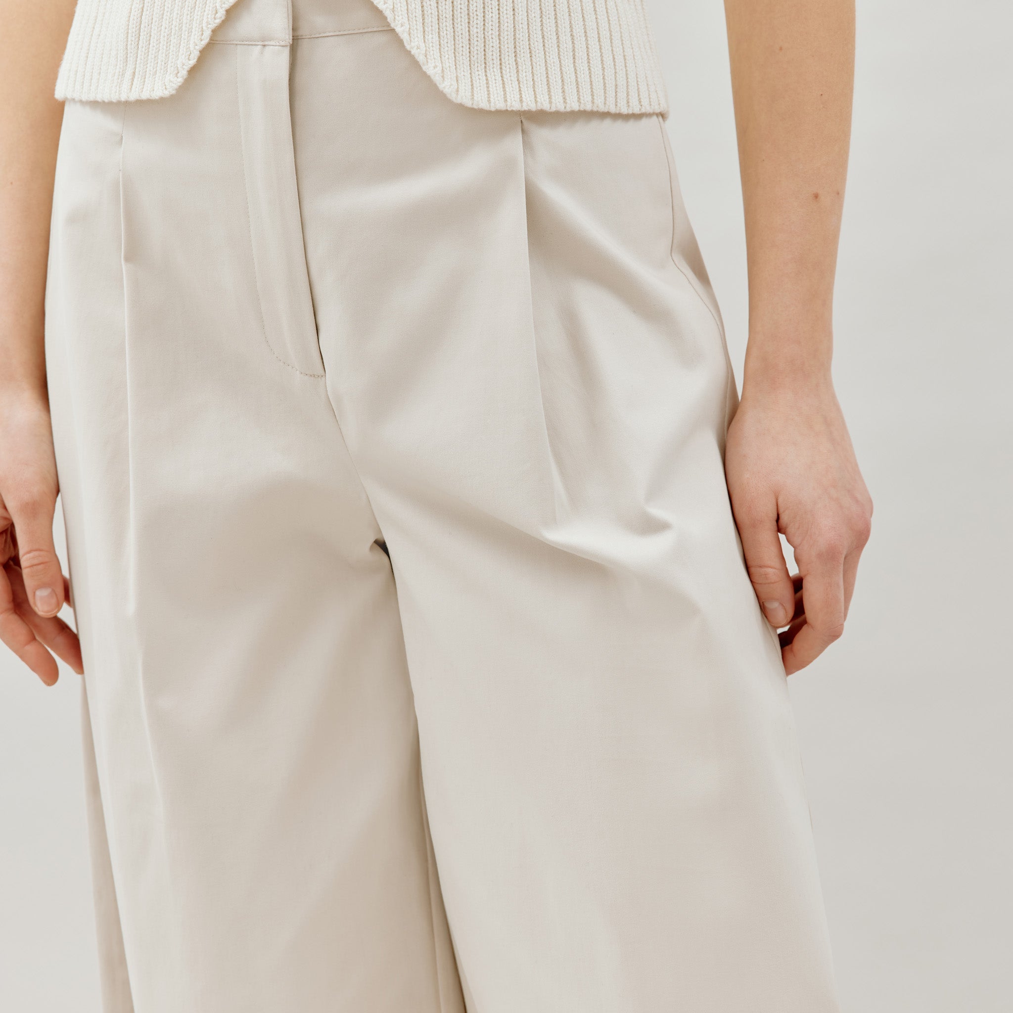 Re-Loved Stone Super Wide Leg Trousers - Size 16