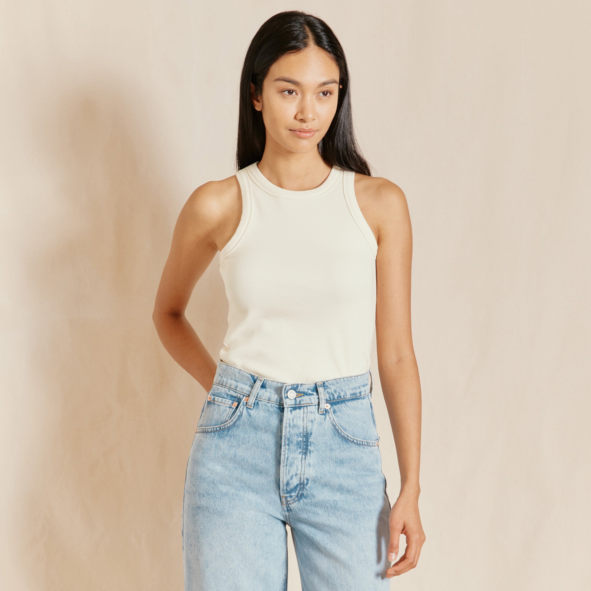 Re-Loved Cream High Neck Vest - Size 18