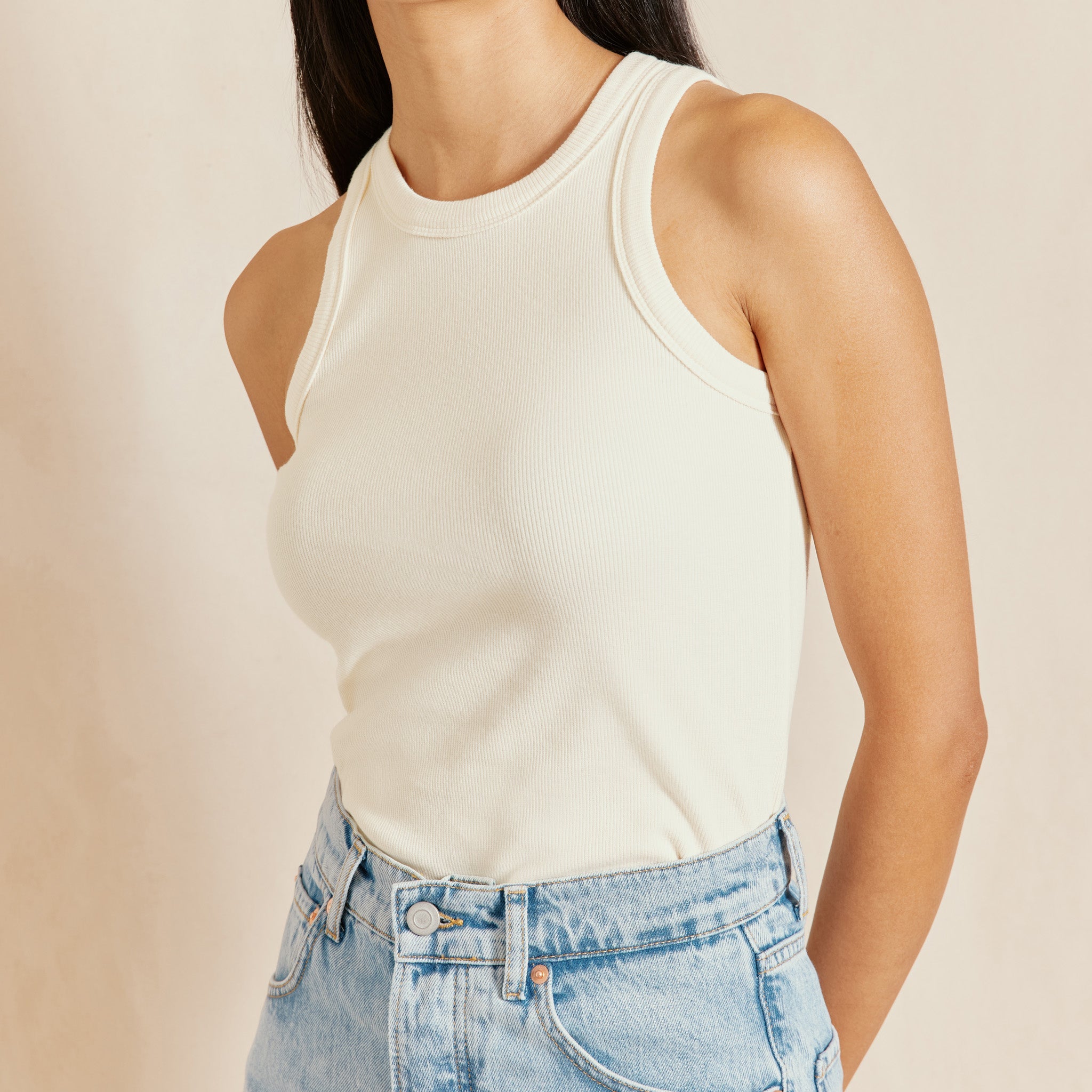 Re-Loved Cream High Neck Vest - Size 18
