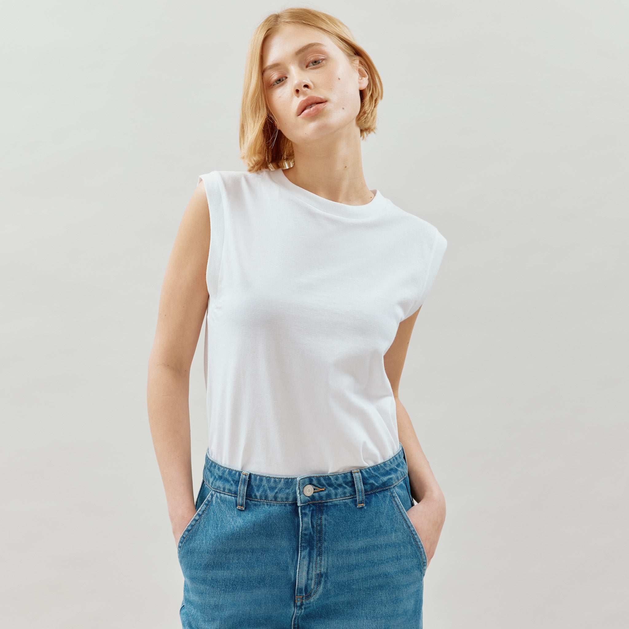 White Cotton Tank Top