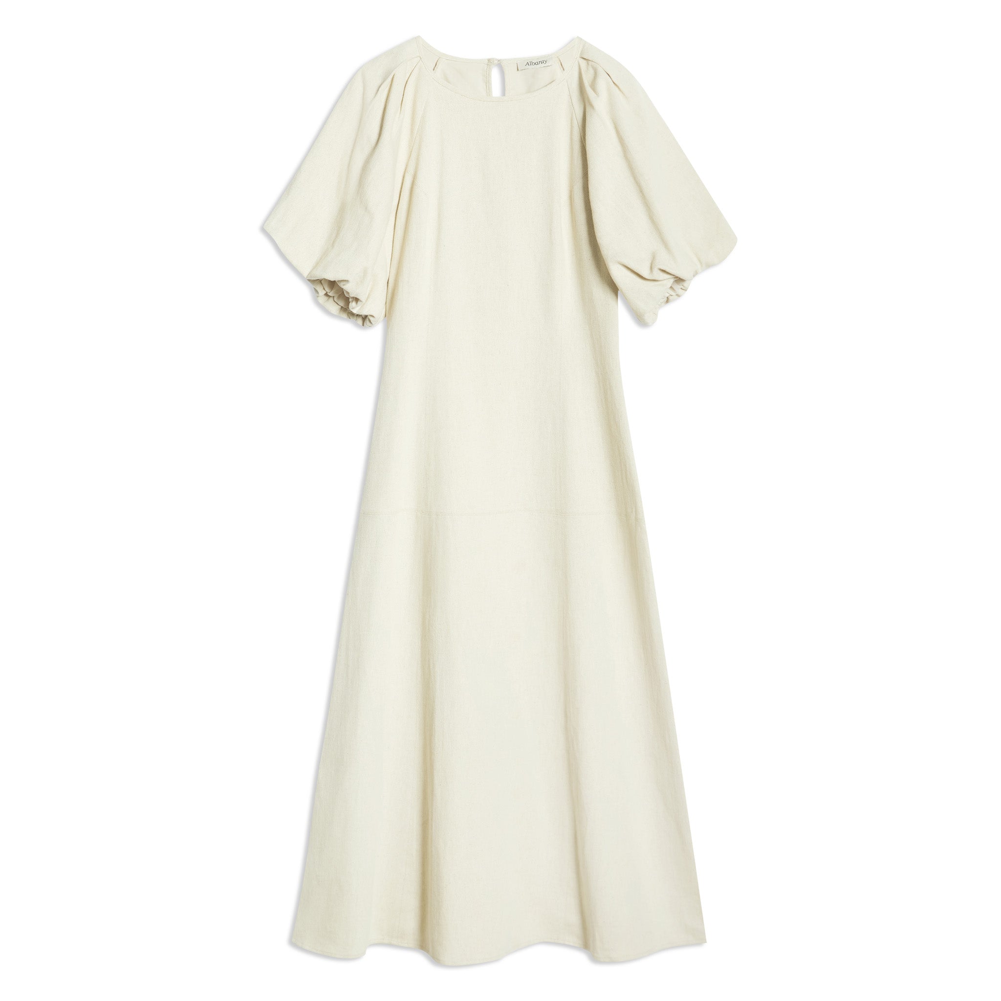 Re-Loved Linen Twill Puff Sleeve Dress - Size 16
