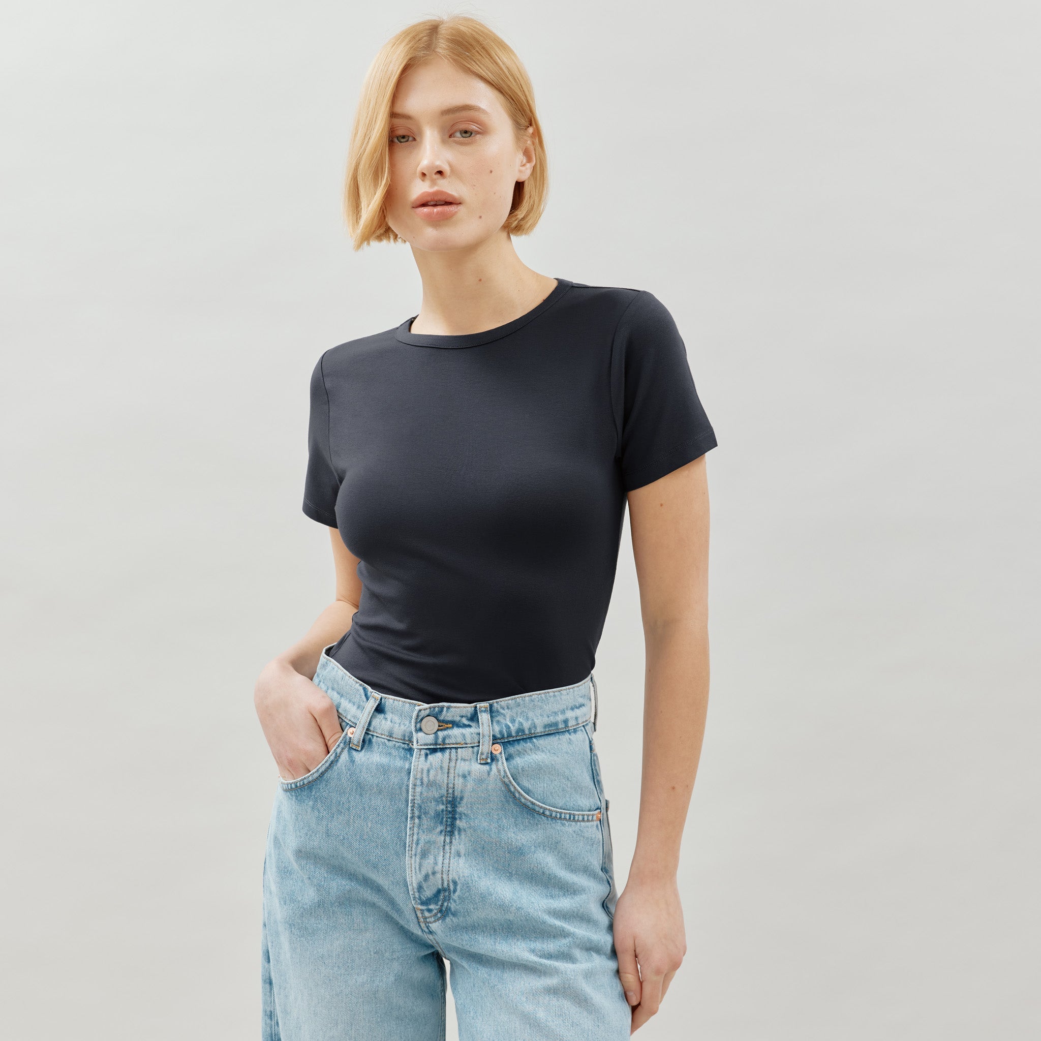 Re-Loved Navy Fitted T Shirt - Size 12