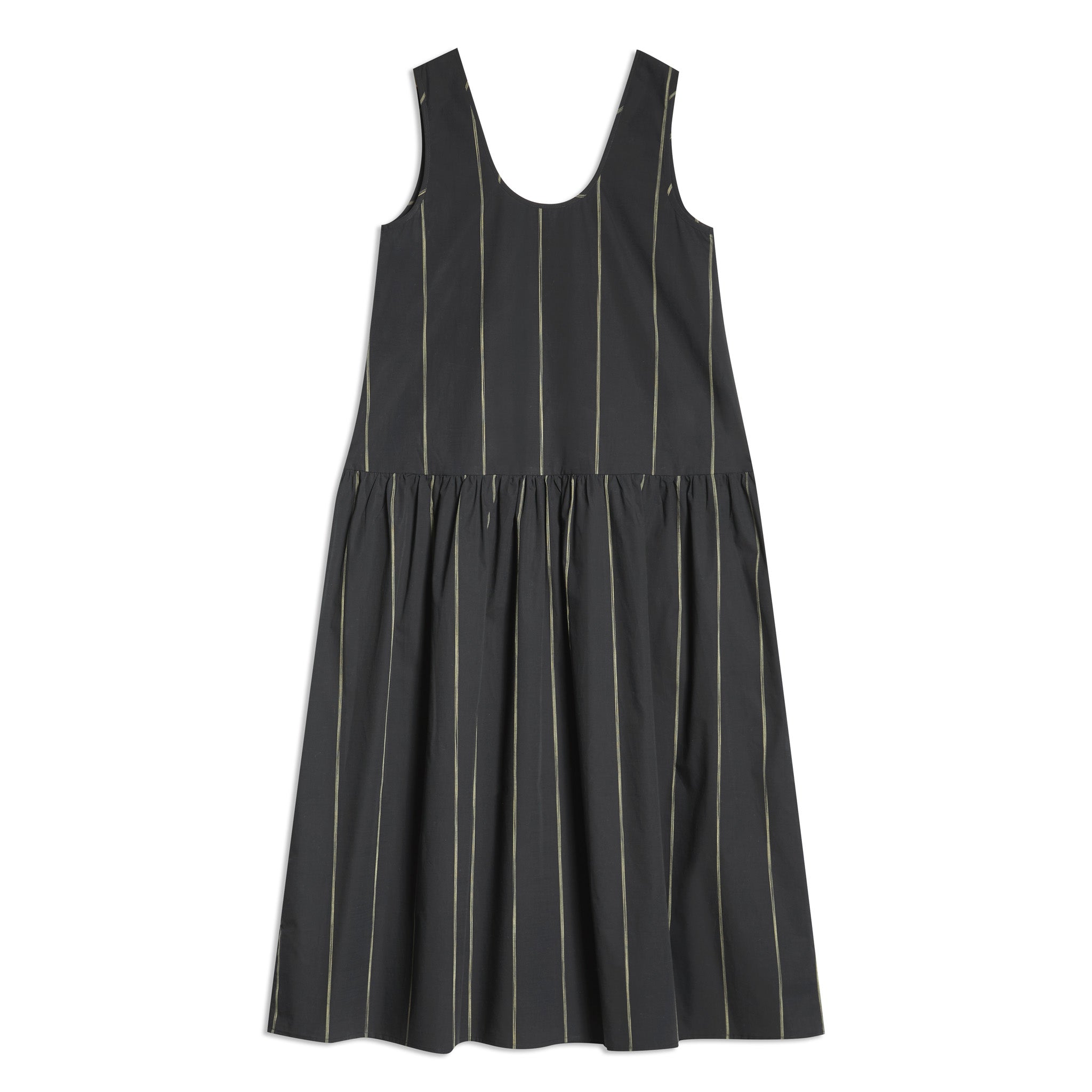 Re-Loved Black Cotton Stripe Dress - Size 10