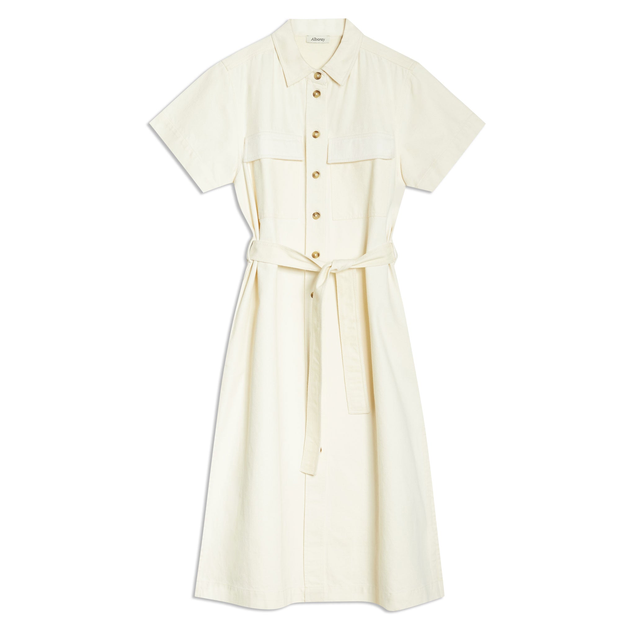 Re-Loved Ecru Denim Belted Dress - 14