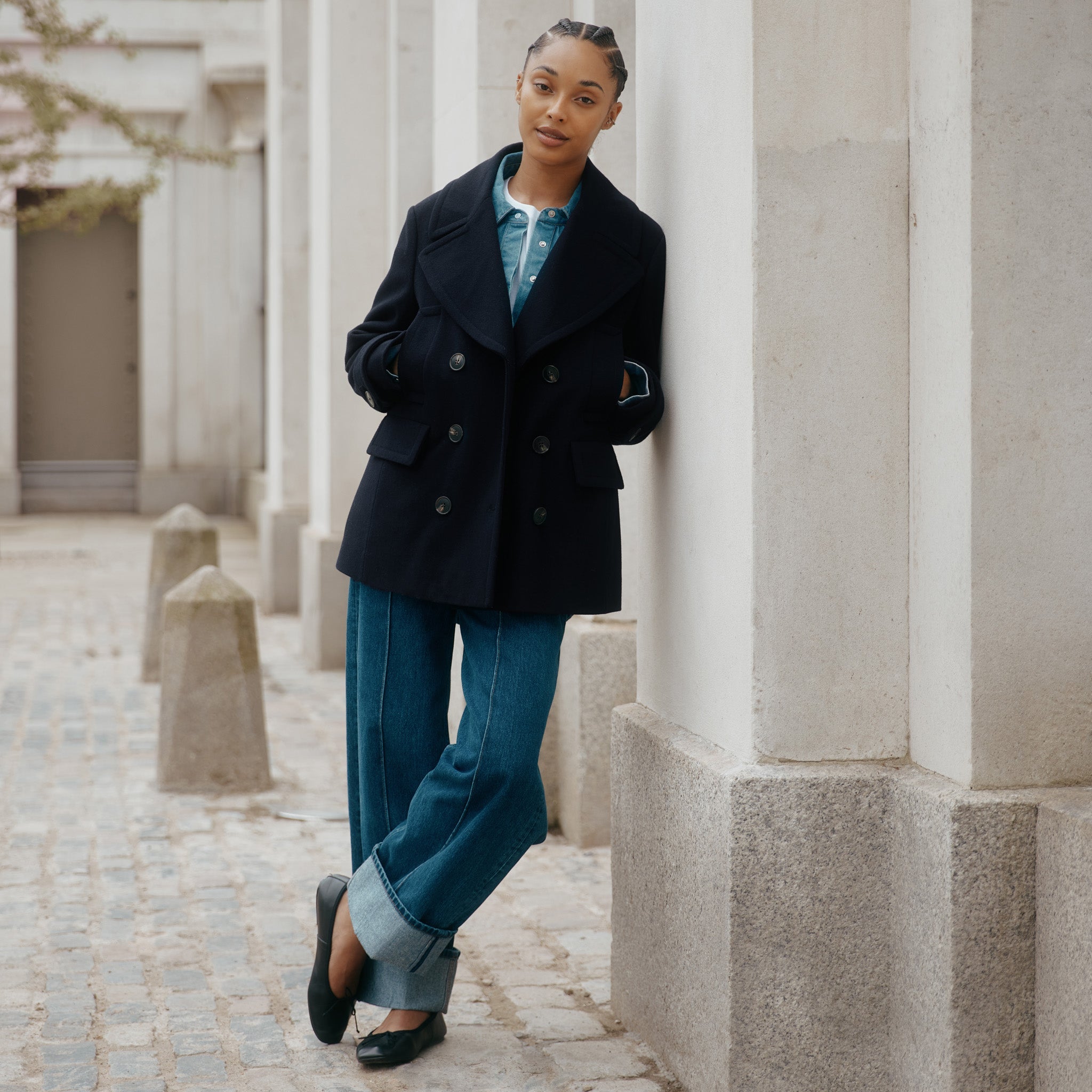 Re-Loved Navy Wool Pea Coat - Size 10