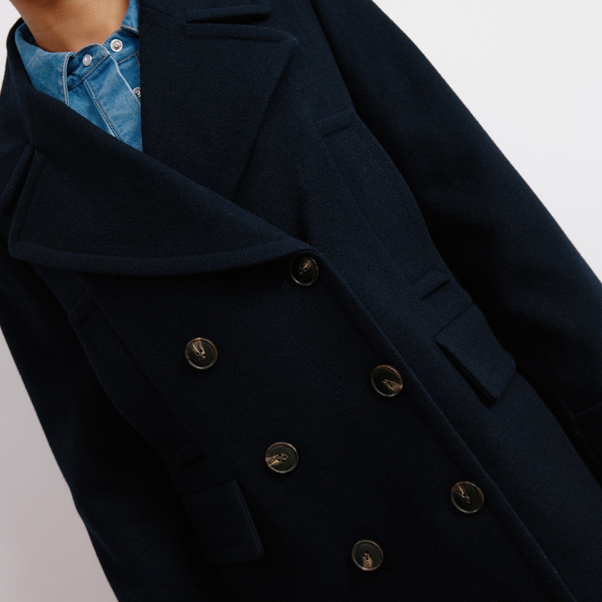 Re-Loved Navy Wool Pea Coat - Size 10