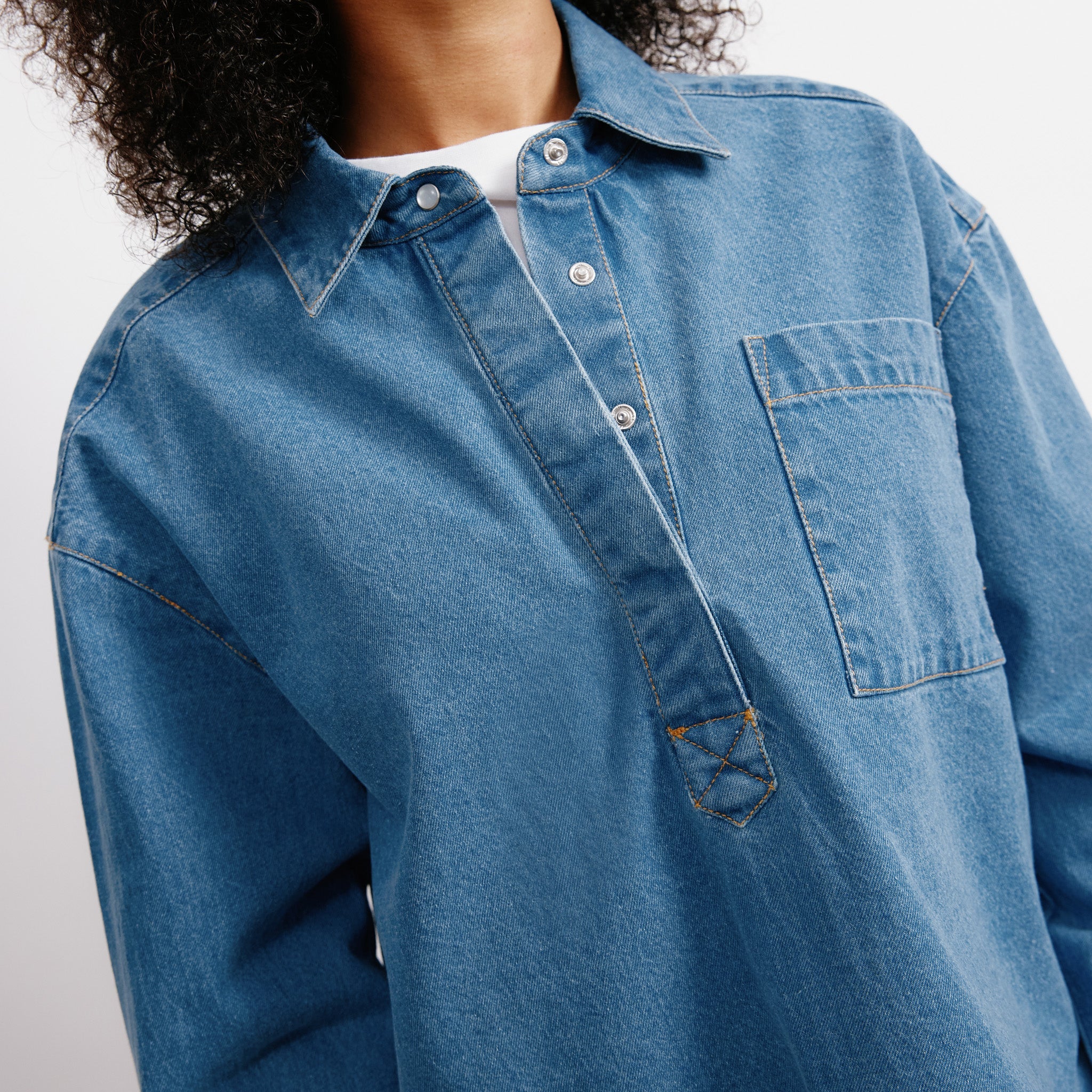 Re-Loved Denim Over the Head Shirt - Size 8