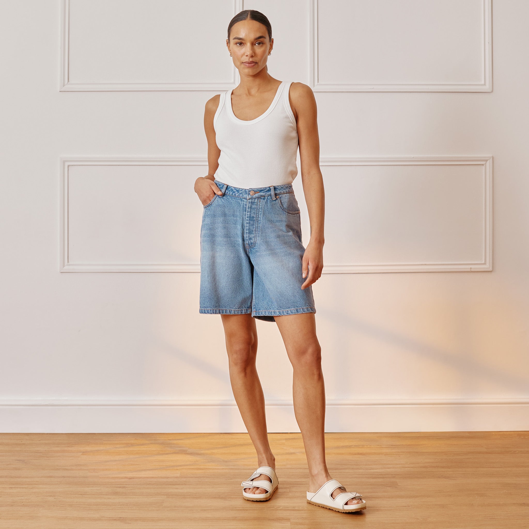 Denim Bermuda Jean Shorts