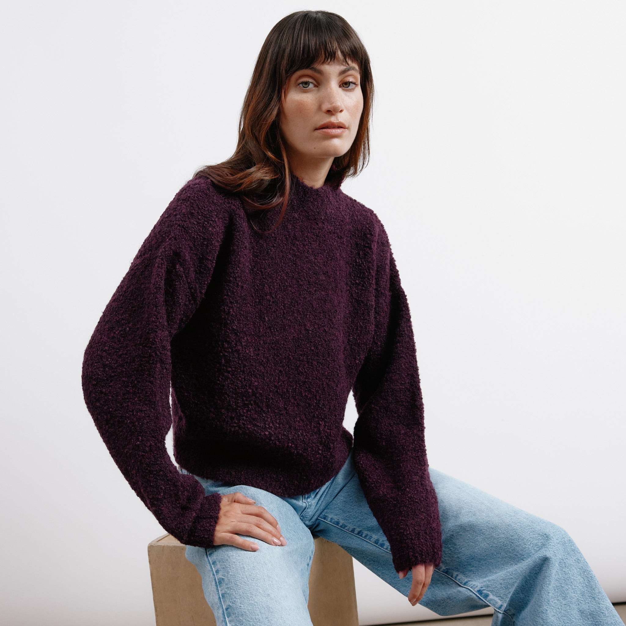 Re-Loved Burgundy Boucle Jumper - Size 10