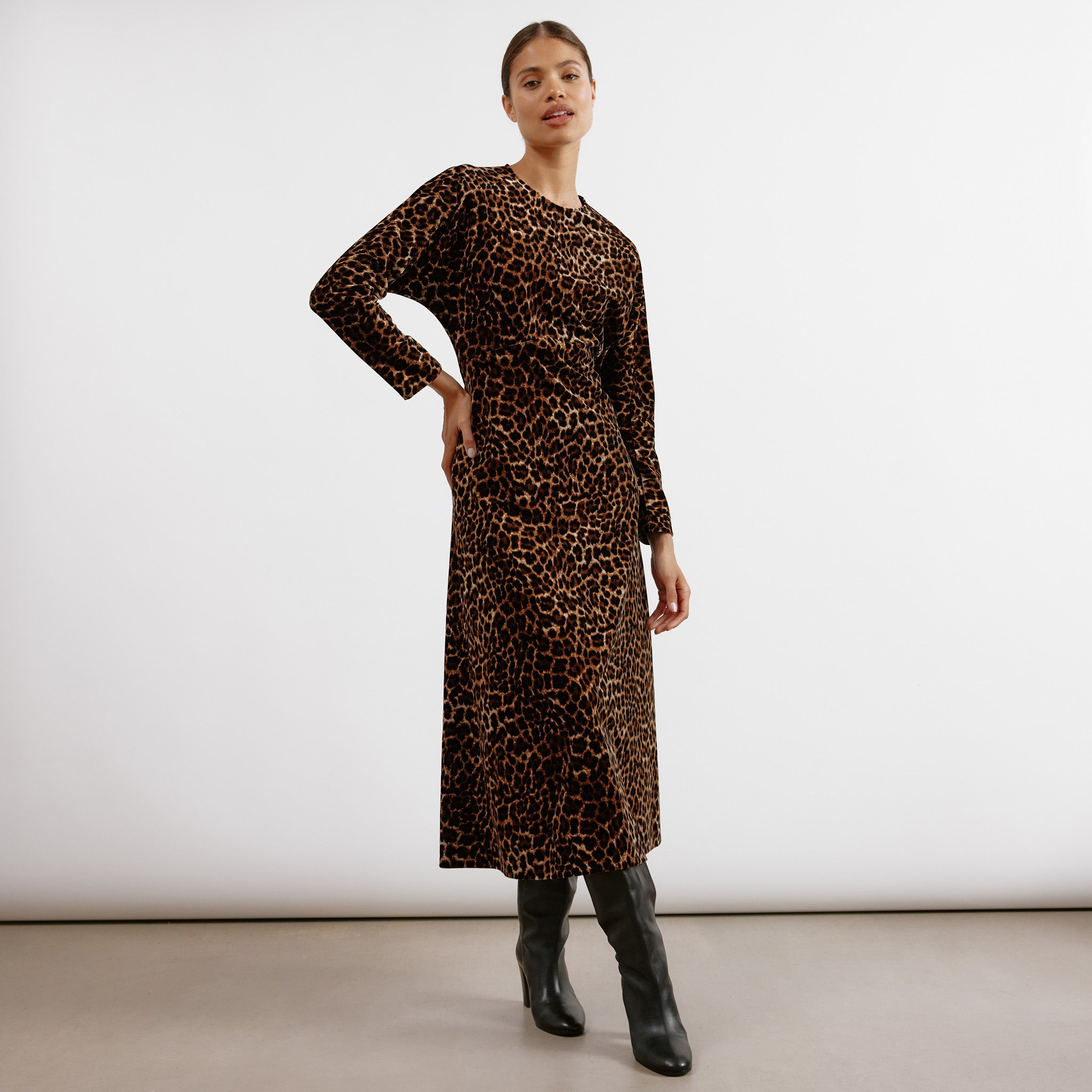 Animal Velvet Midi Dress