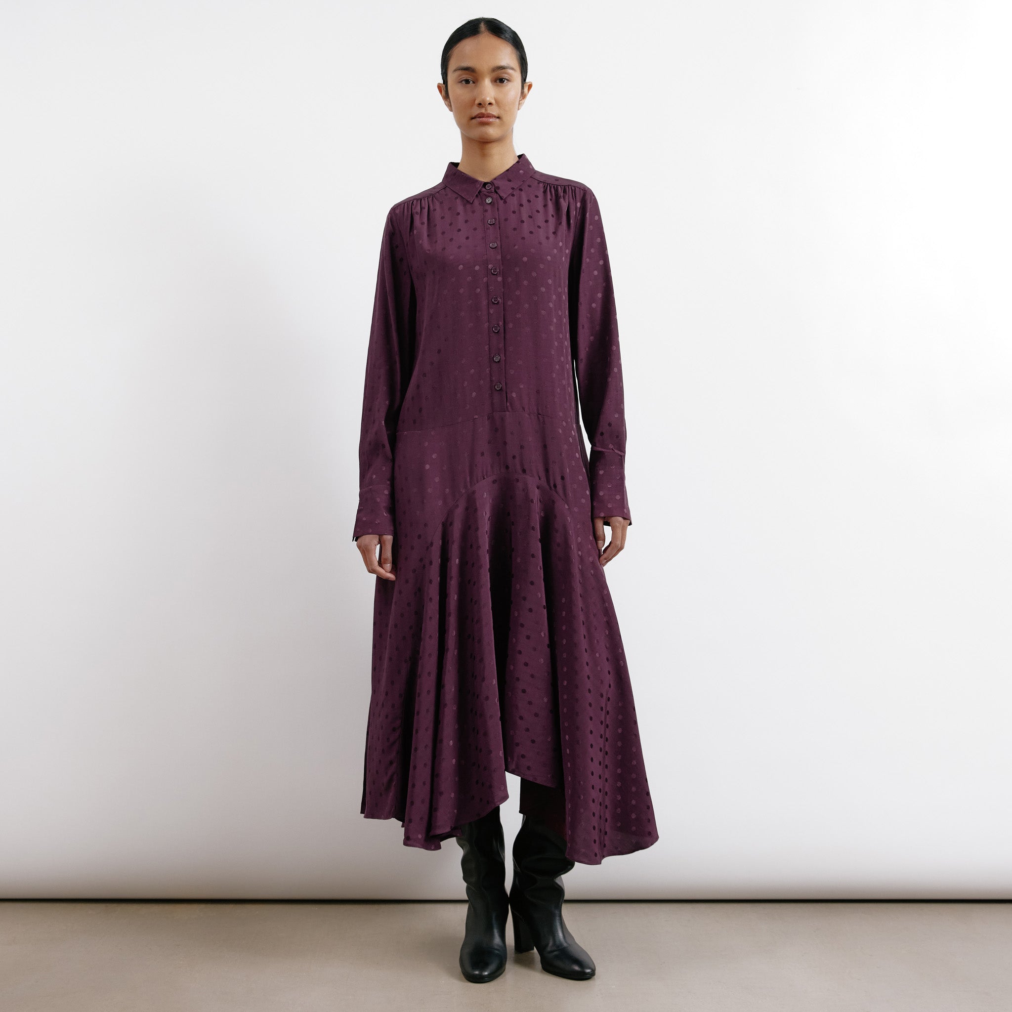 Re-Loved Jacquard Spot Dipped Hem Dress - Size 10