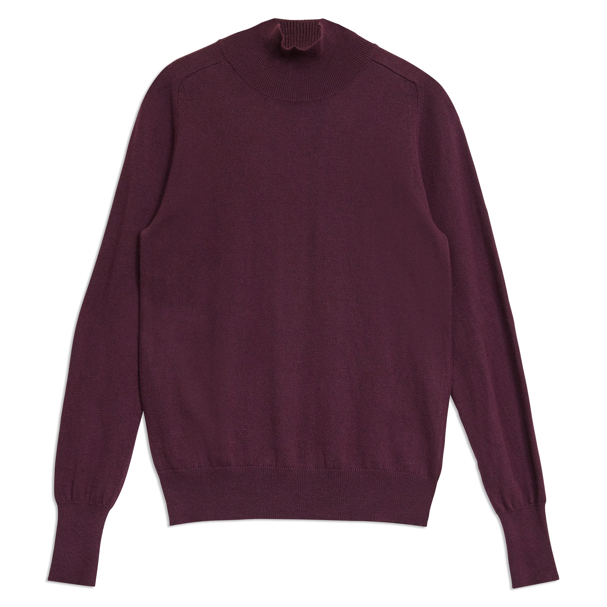 Burgundy Cotton & Cashmere Blend Turtle Neck Jumper