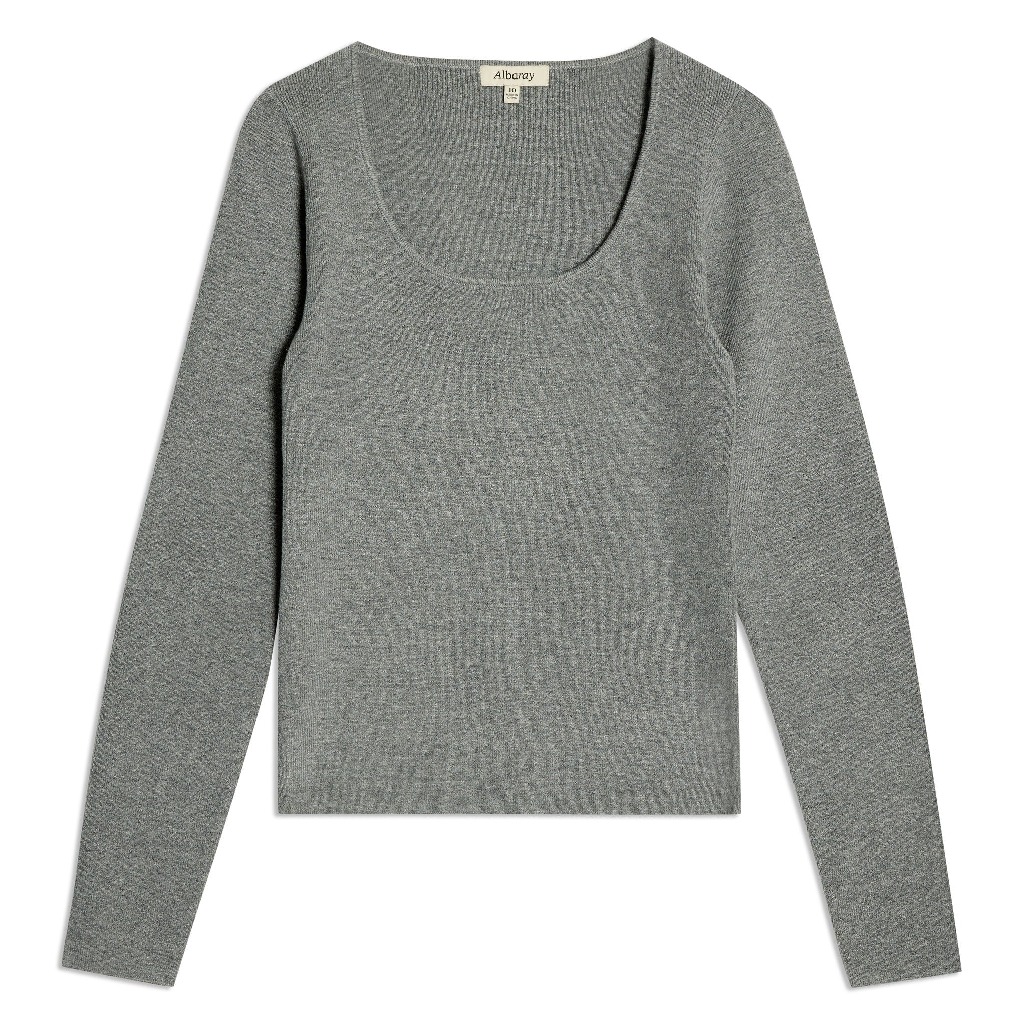 Grey Scoop Neck Knit Top