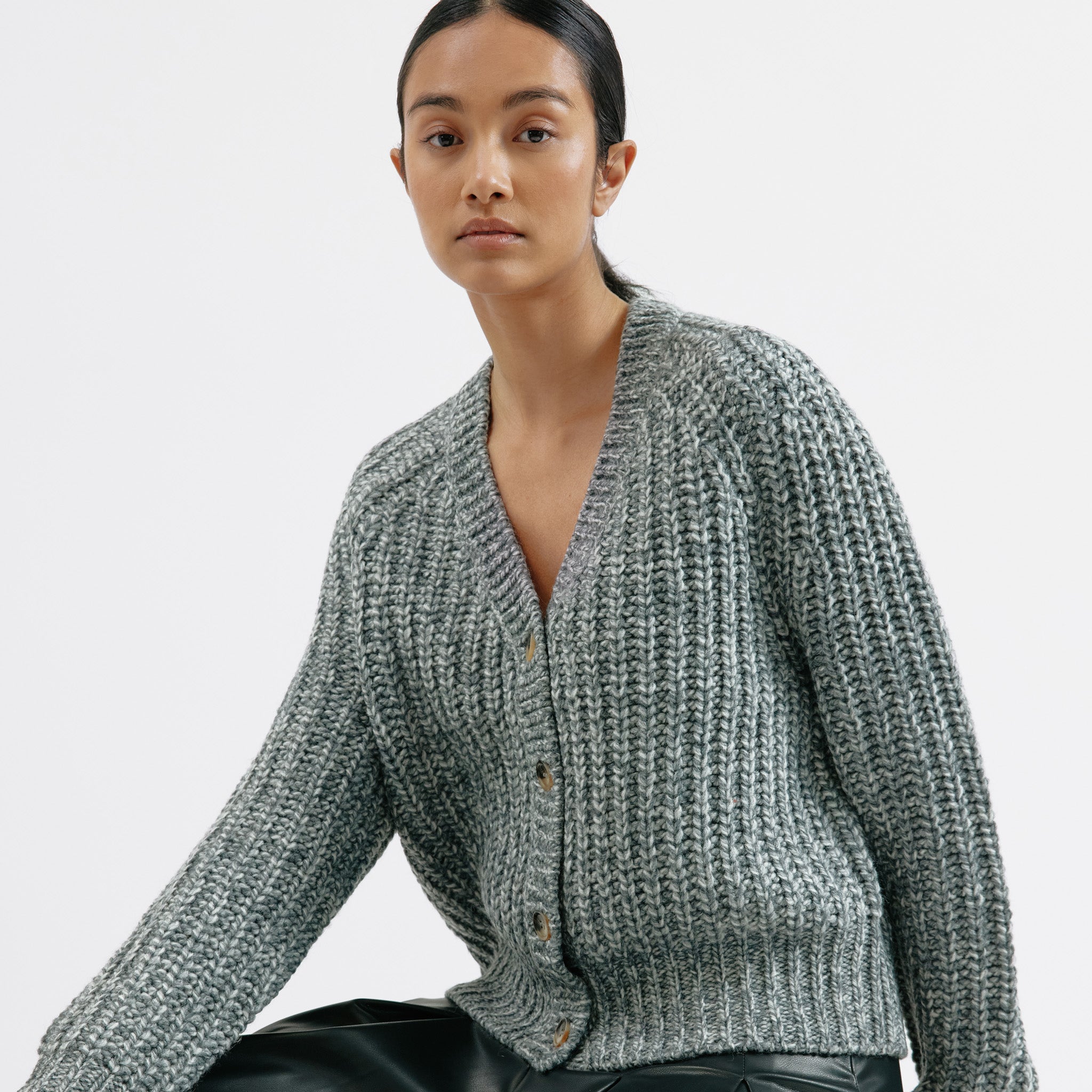 Re-Loved Chunky Rib Cardigan - Size 12