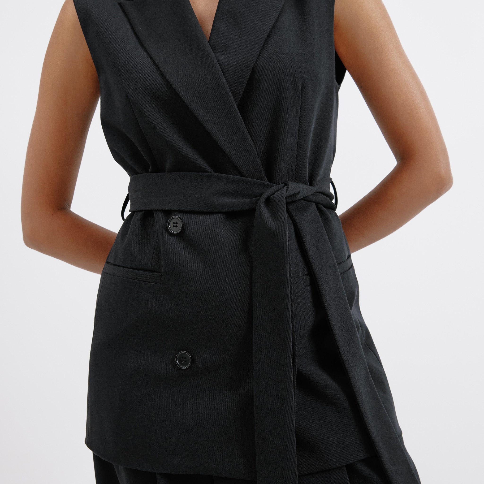 Re-Loved Black Tailored Sleeveless Jacket - Size 16