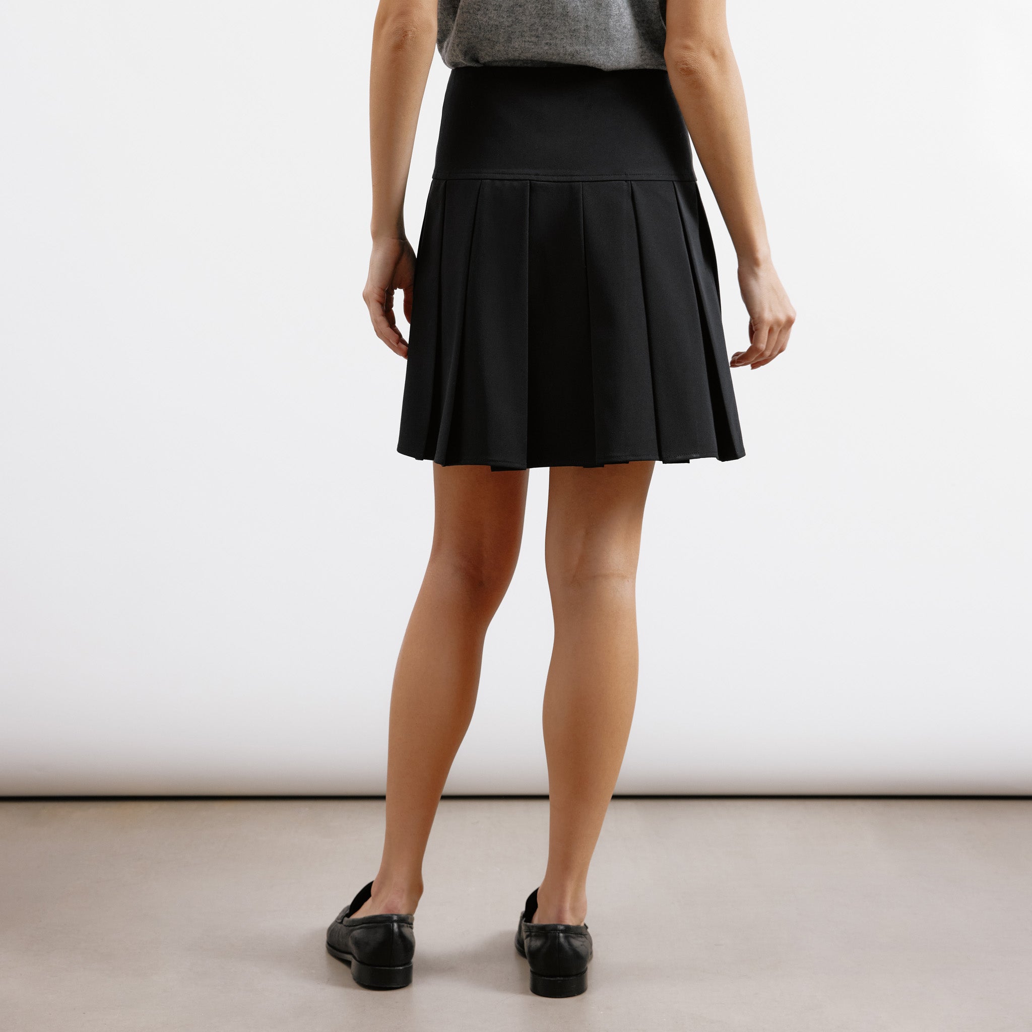 Re-Loved Black Tailored Pleat Mini Skirt - Size 10