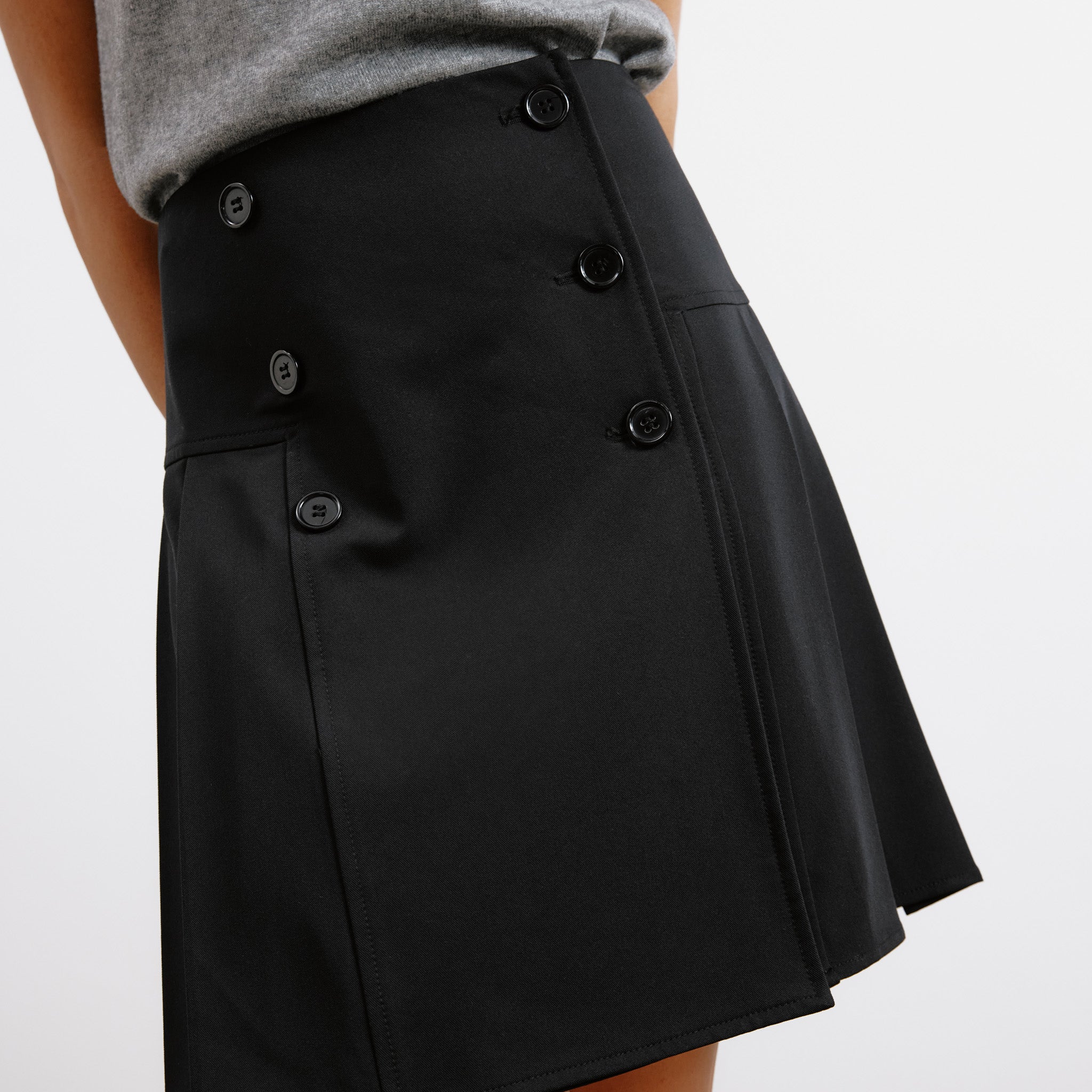 Re-Loved Black Tailored Pleat Mini Skirt - Size 10