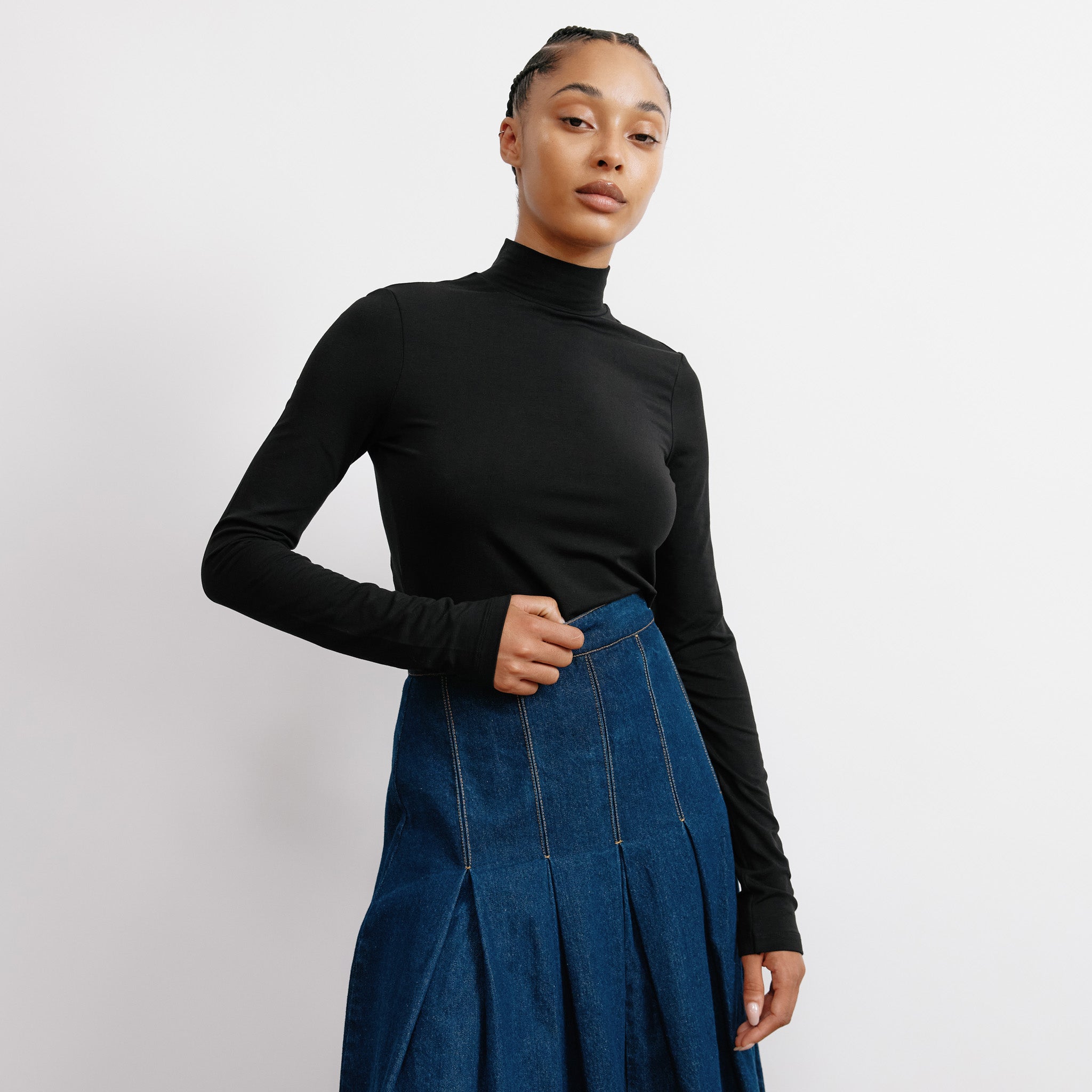 Re-Loved Black Jersey Turtle Neck - Size 10