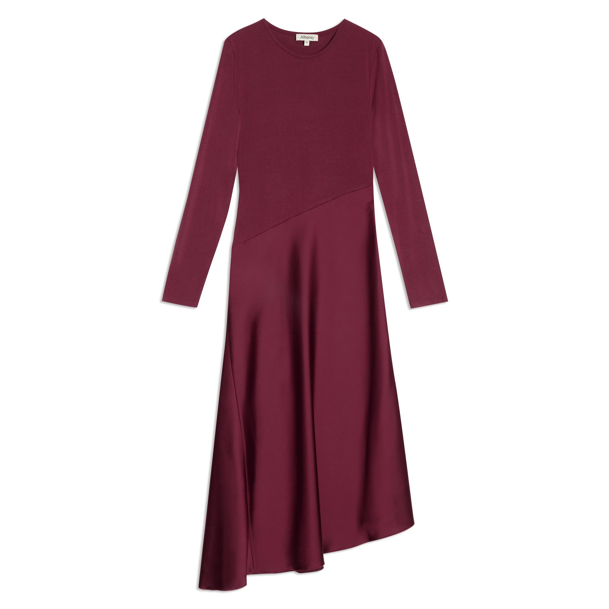 Re-Loved Satin & Jersey Asymmetric Dress - Size 12