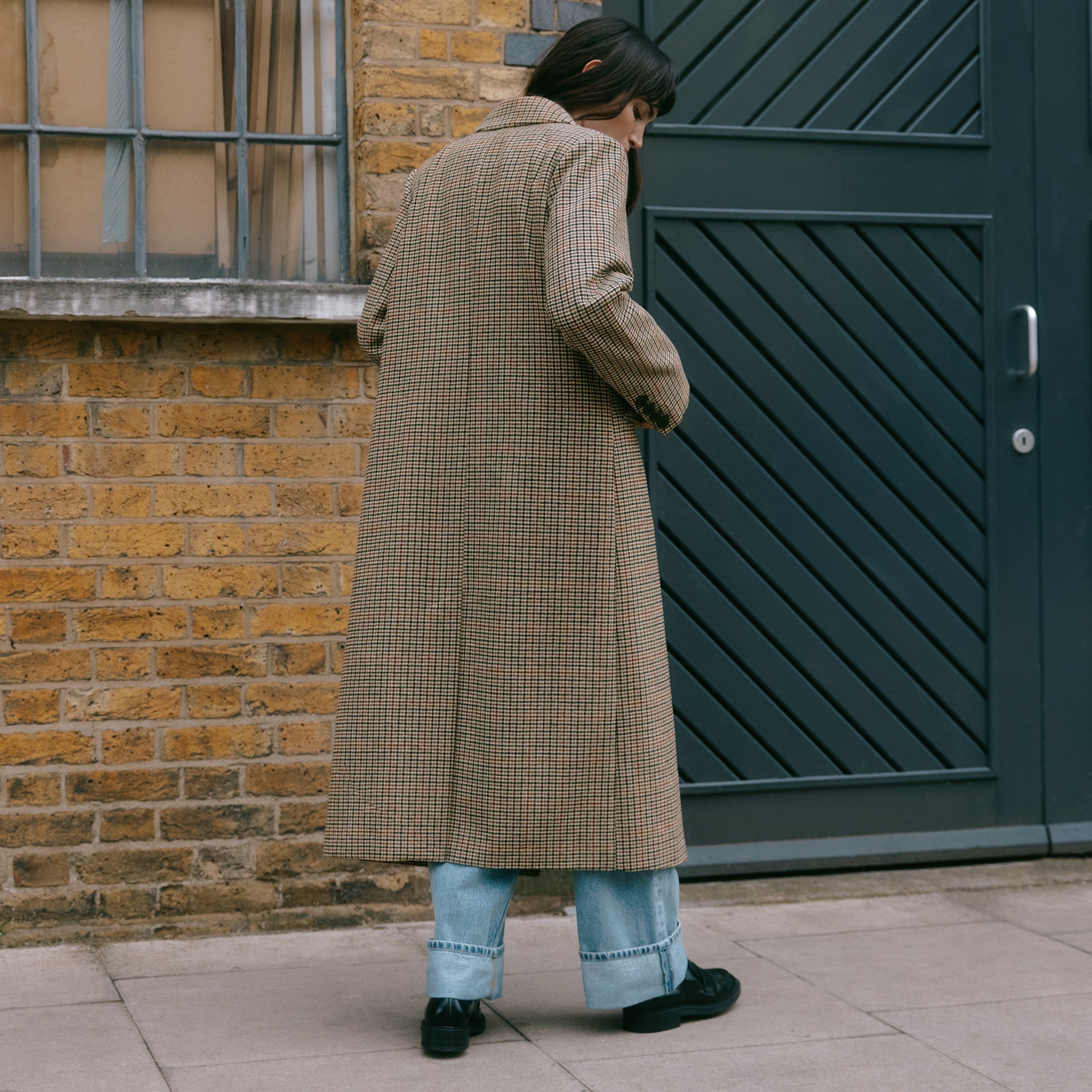 Re-Loved Check Double Breasted Coat - Size 14