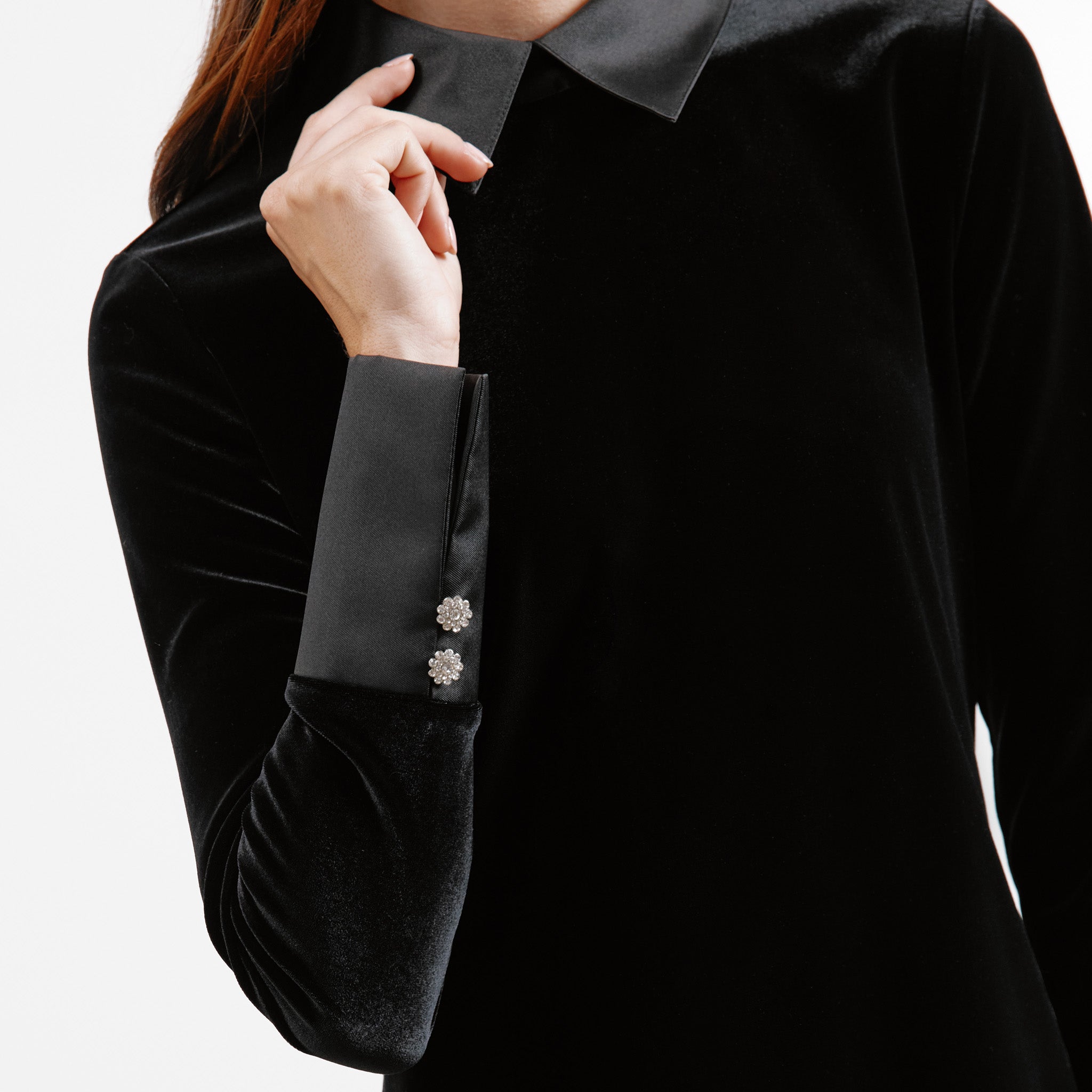 Re-Loved Collar and Cuff Velvet Dress - Size 12