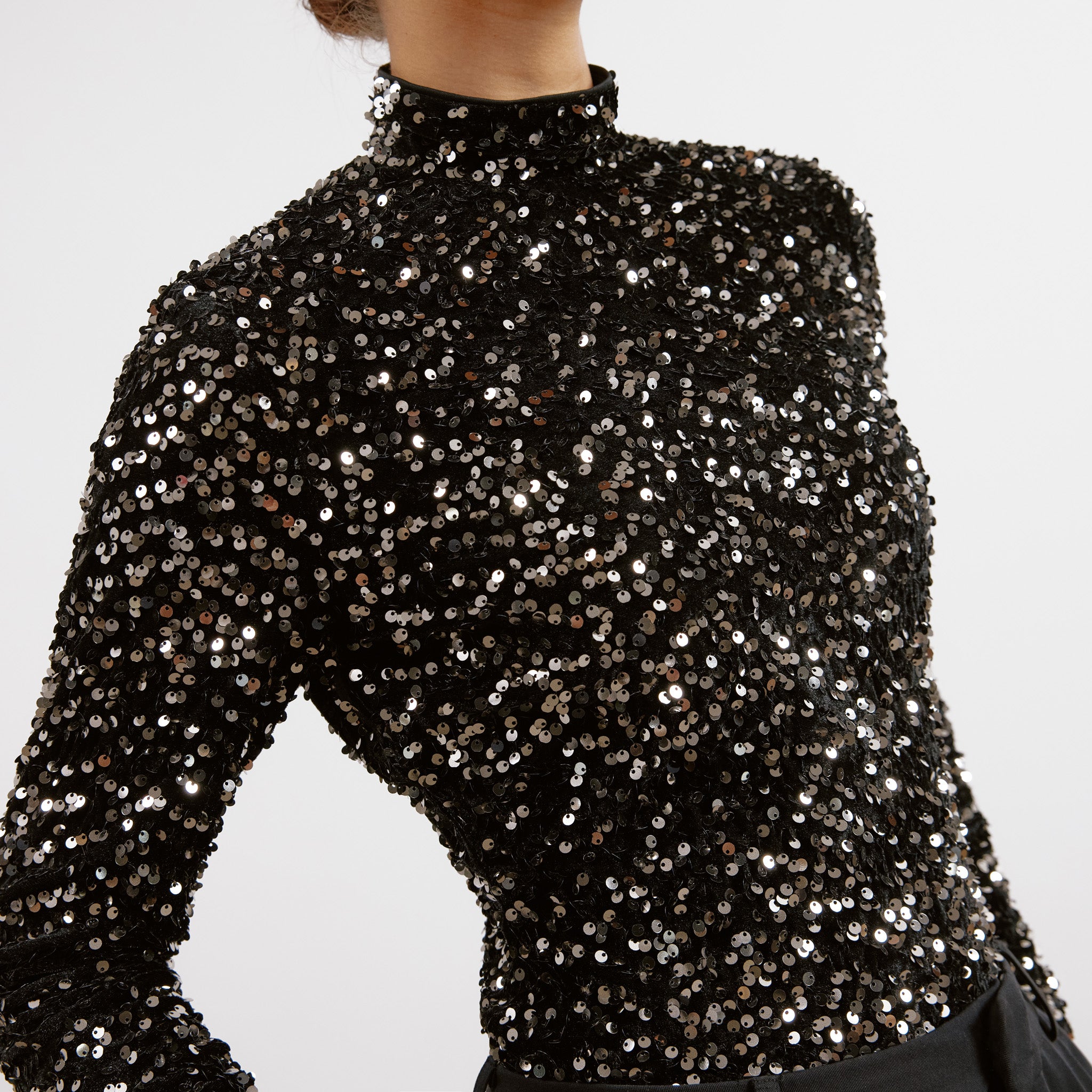 Velvet Sequin Turtle Neck Top