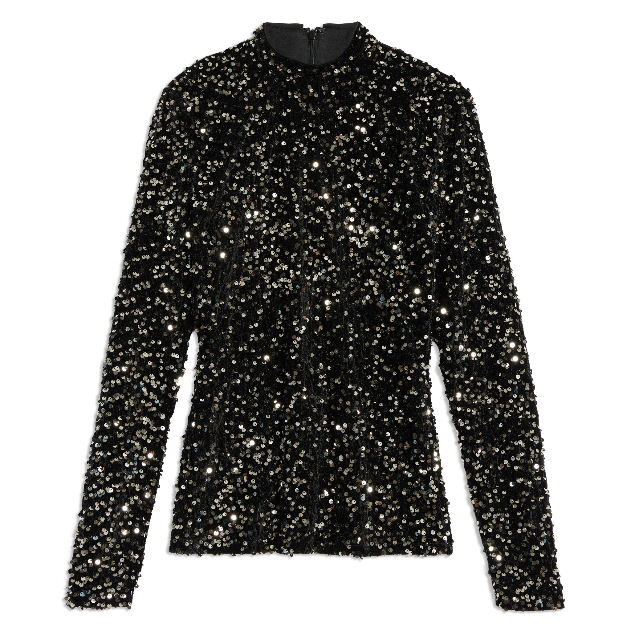 Velvet Sequin Turtle Neck Top