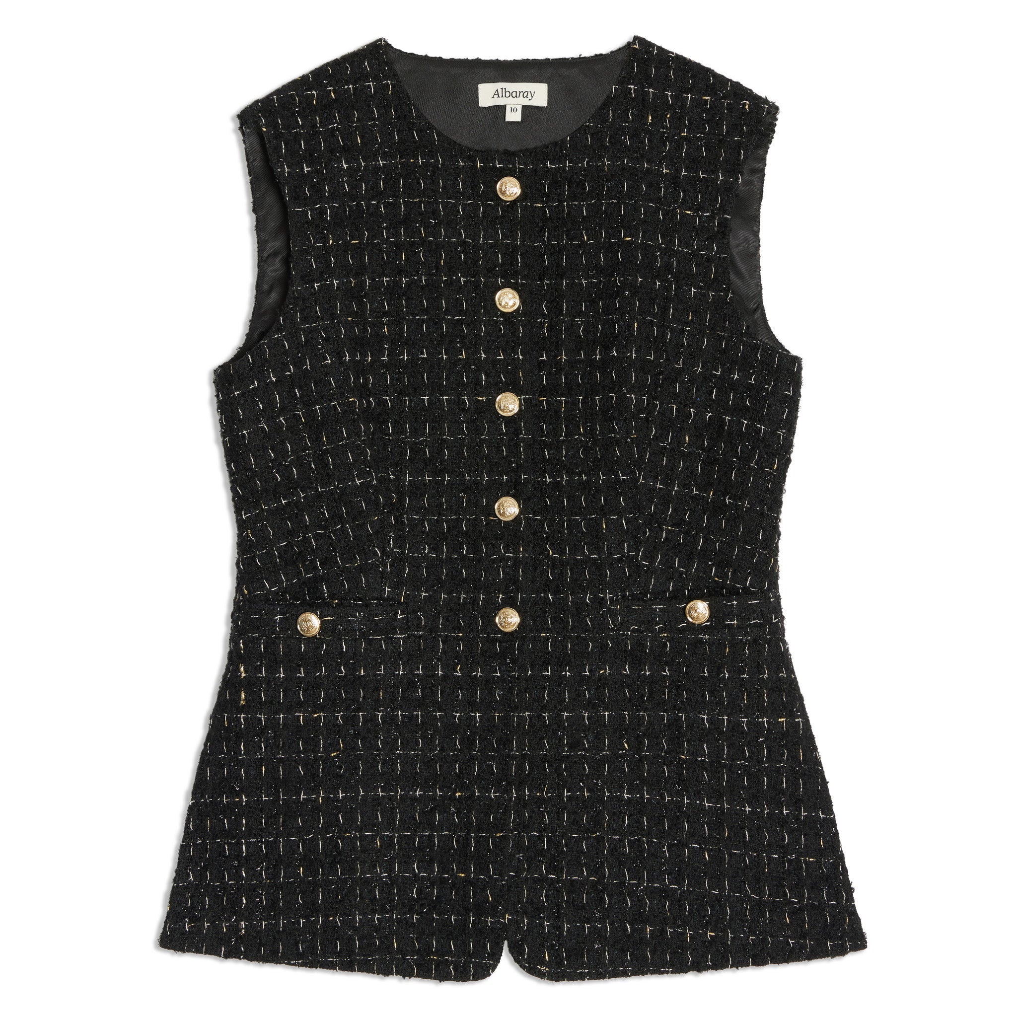 Re-Loved Black and Gold Tweed Waistcoat - Size 12
