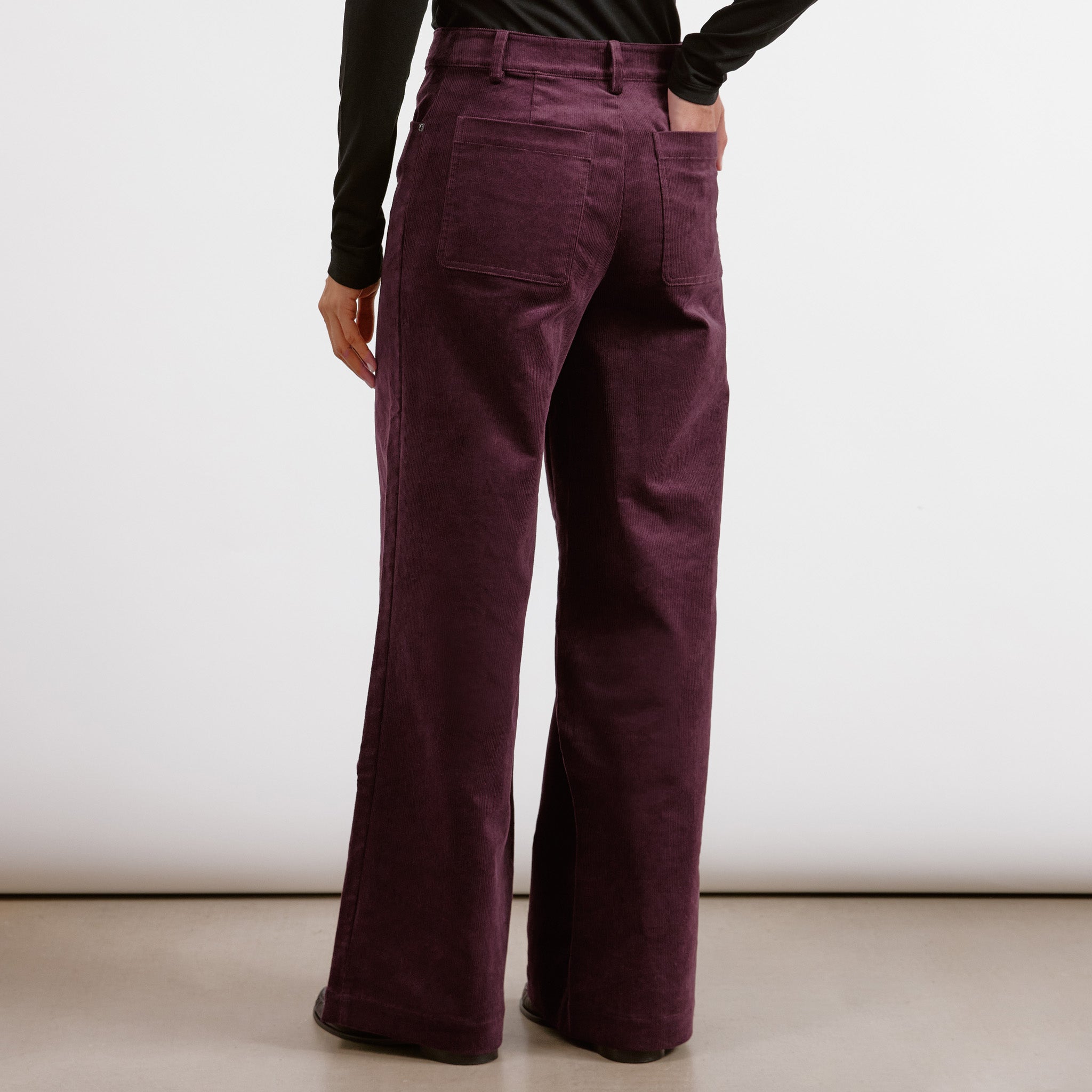 Re-Loved Burgundy Cord Wide Leg Trouser - Size 12