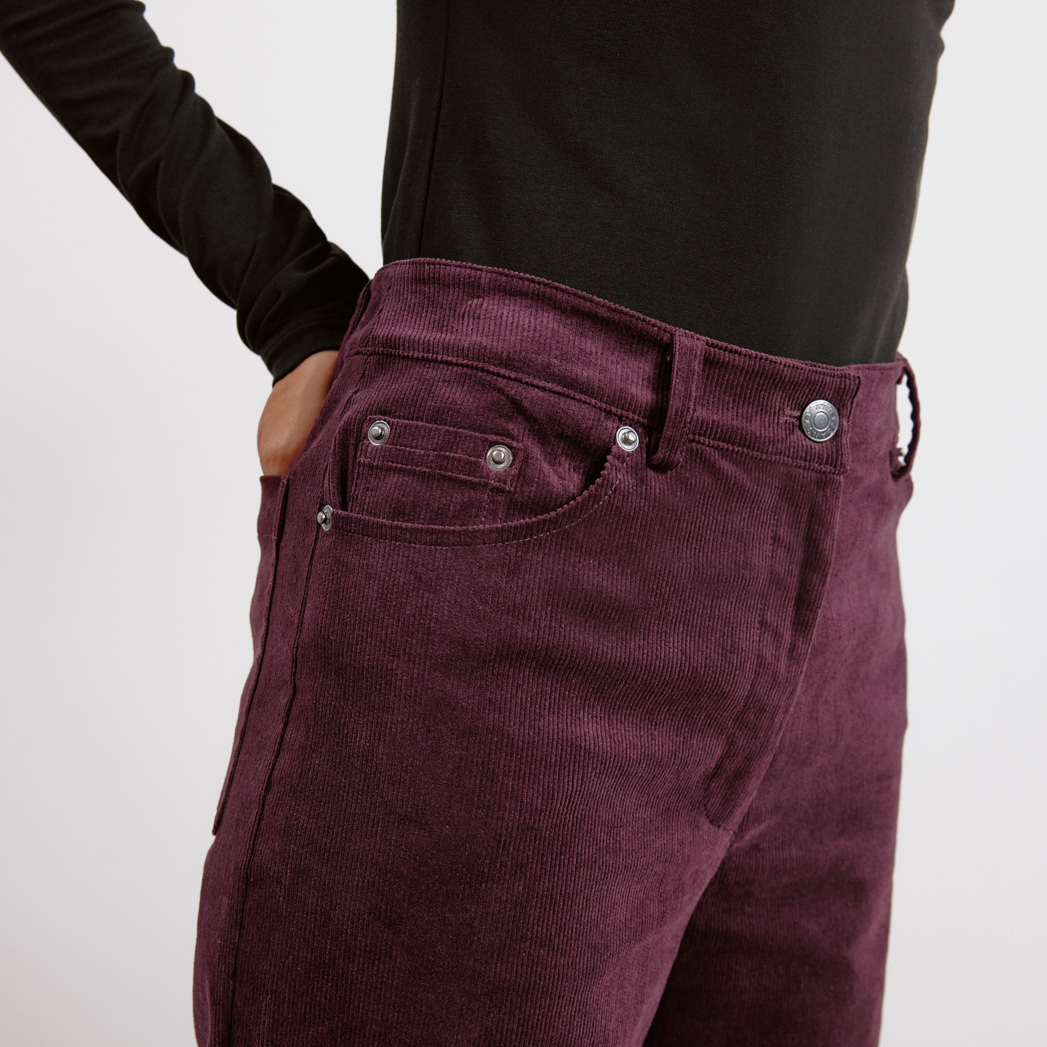 Re-Loved Burgundy Cord Wide Leg Trouser - Size 12
