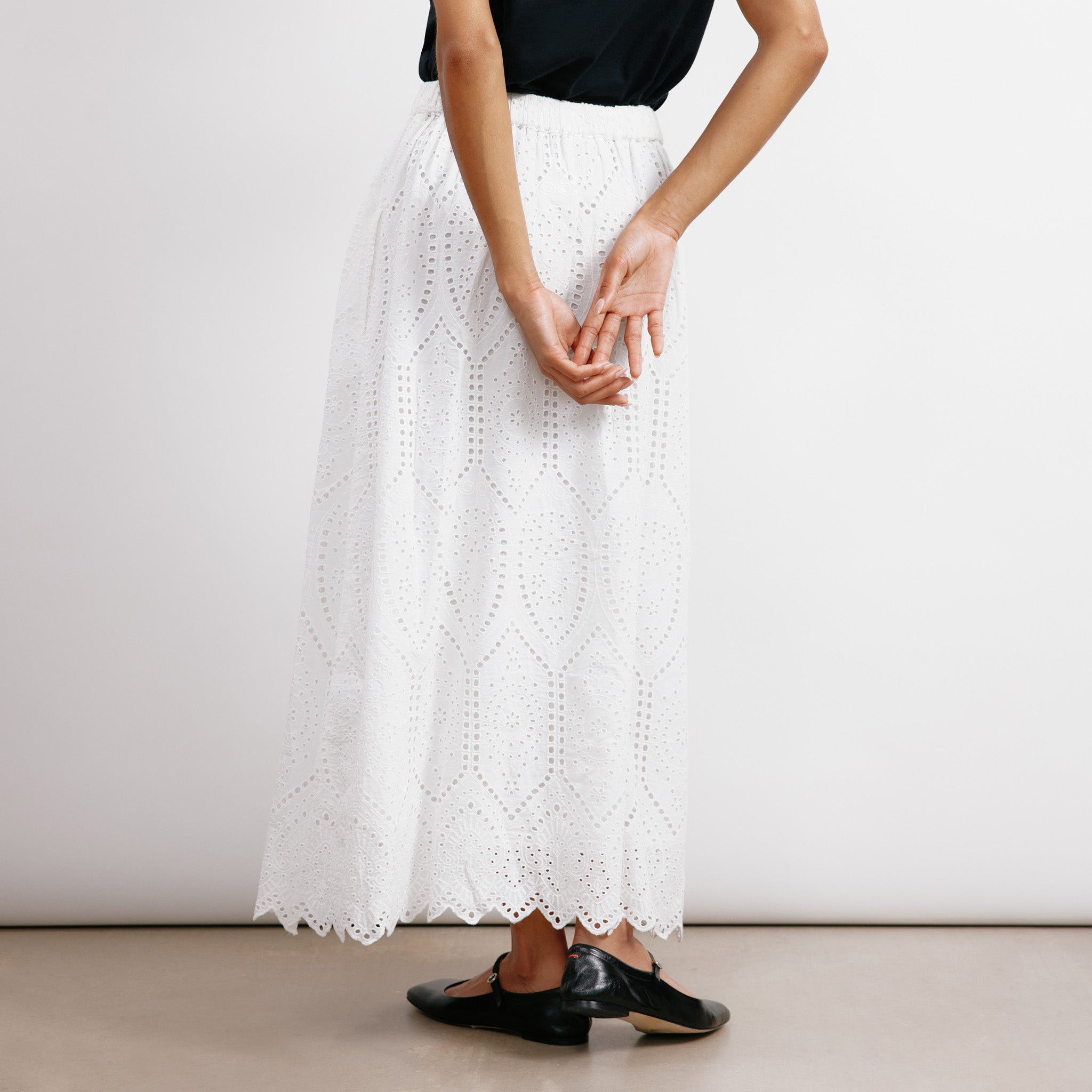 White Broderie Maxi Skirt