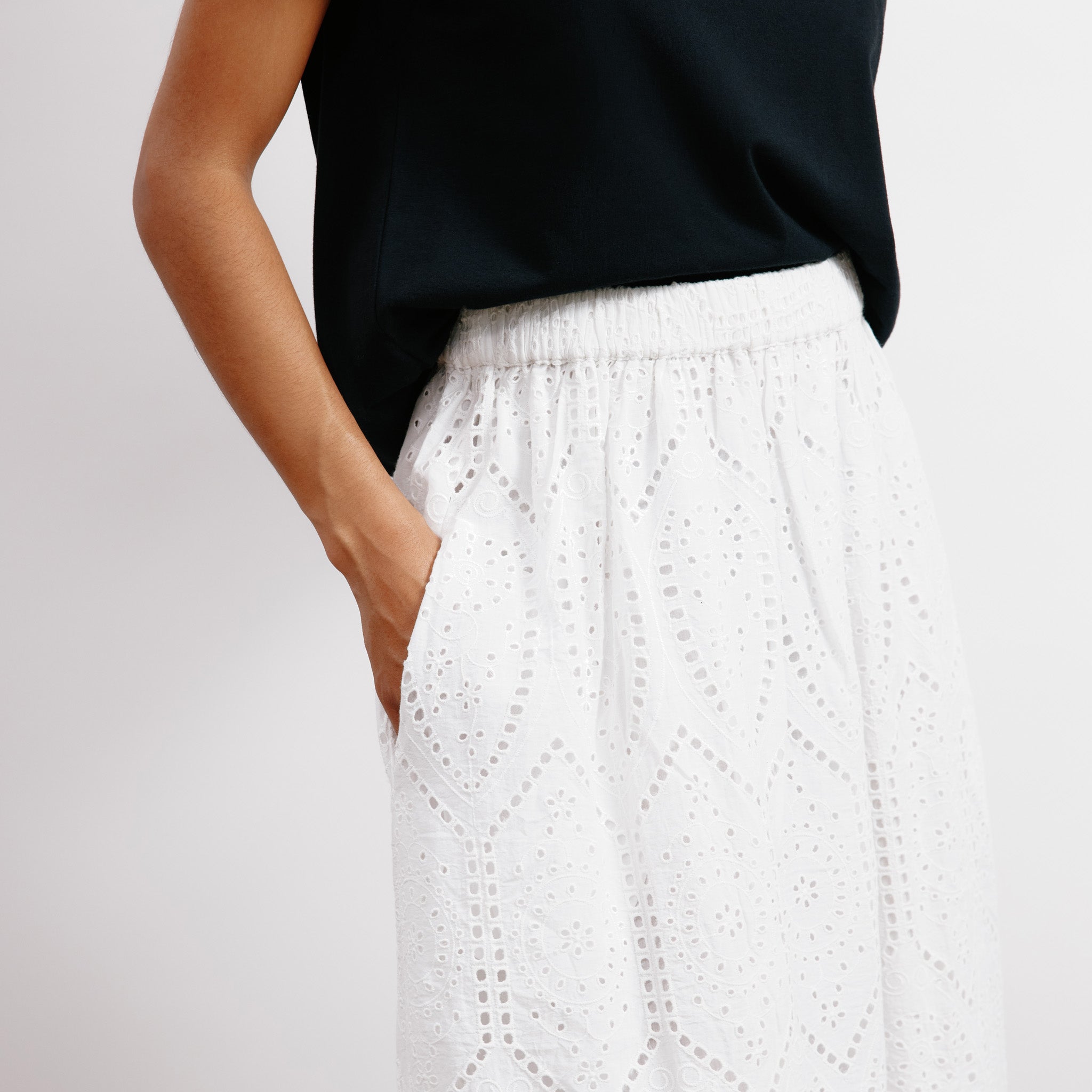 White Broderie Maxi Skirt