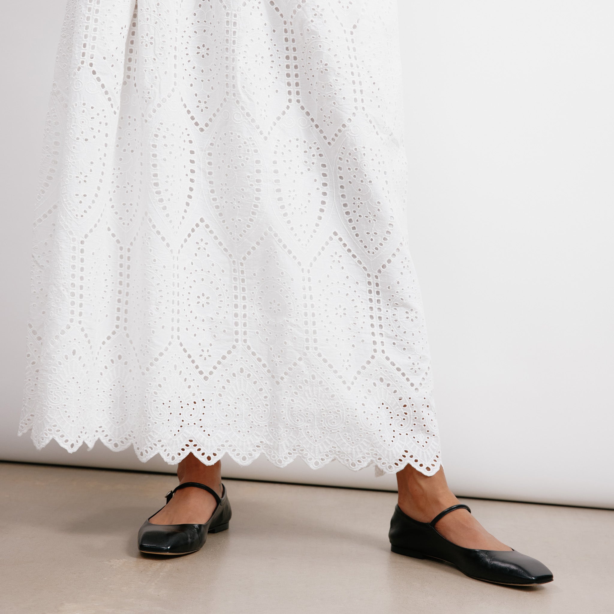 White Broderie Maxi Skirt