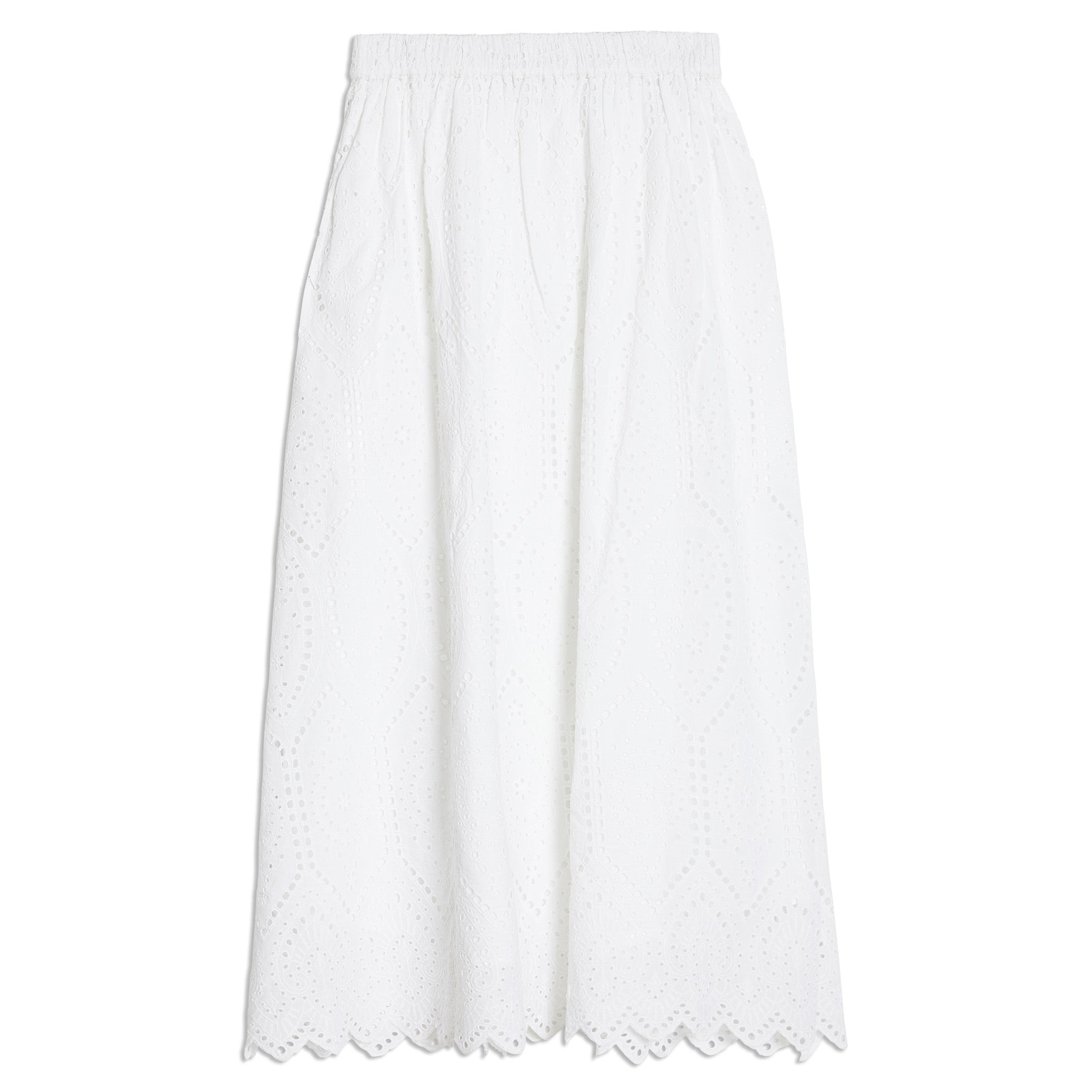White Broderie Maxi Skirt