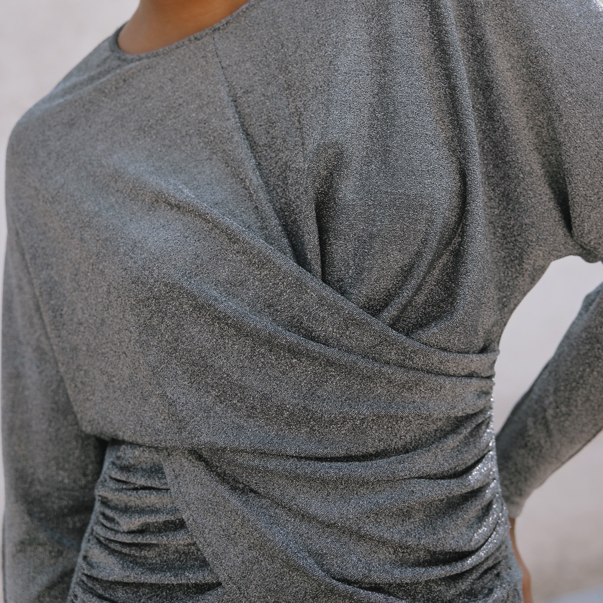 Re-Loved Silver Glitter Drape Top - Size 10
