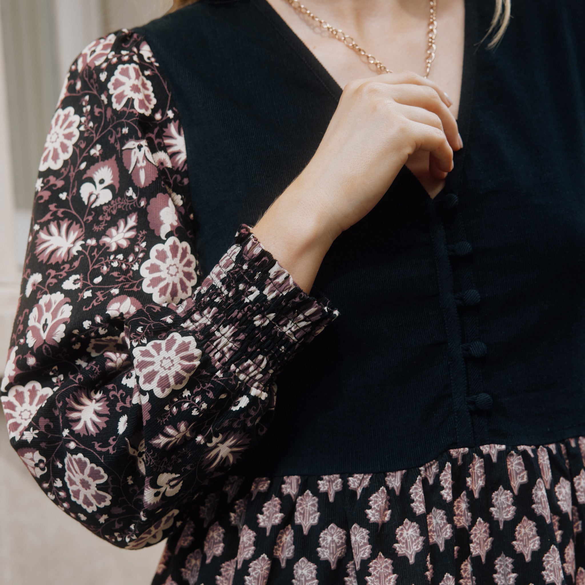 Re-Loved Burgundy Woodblock Midi Dress - Size 12