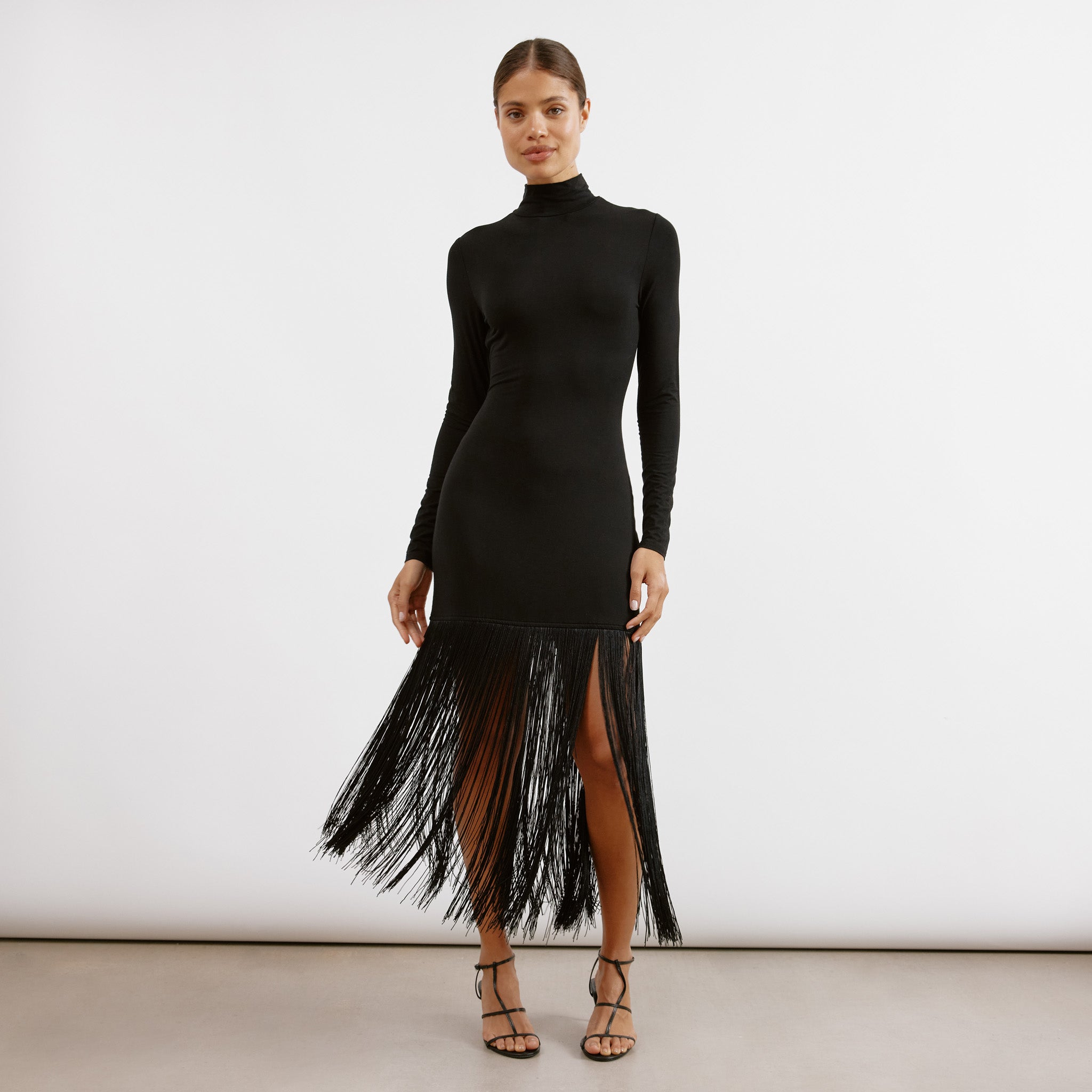 Fringe Jersey Maxi Dress