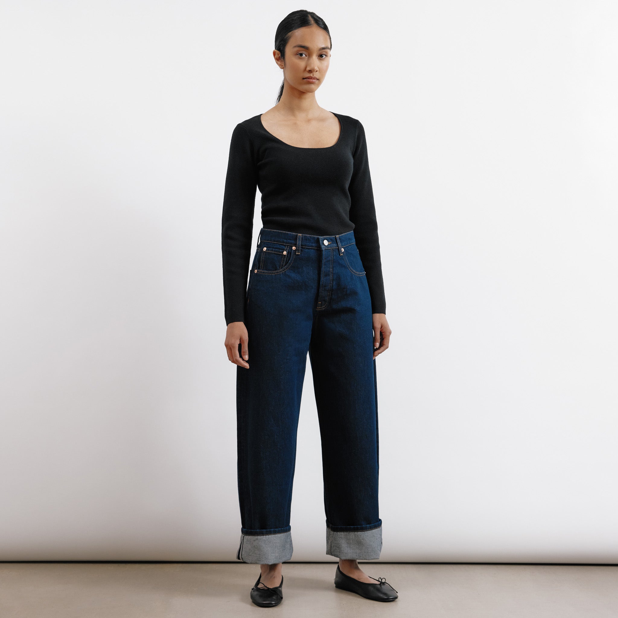 Re-Loved Dark Wash Turn Up Jeans Size 10