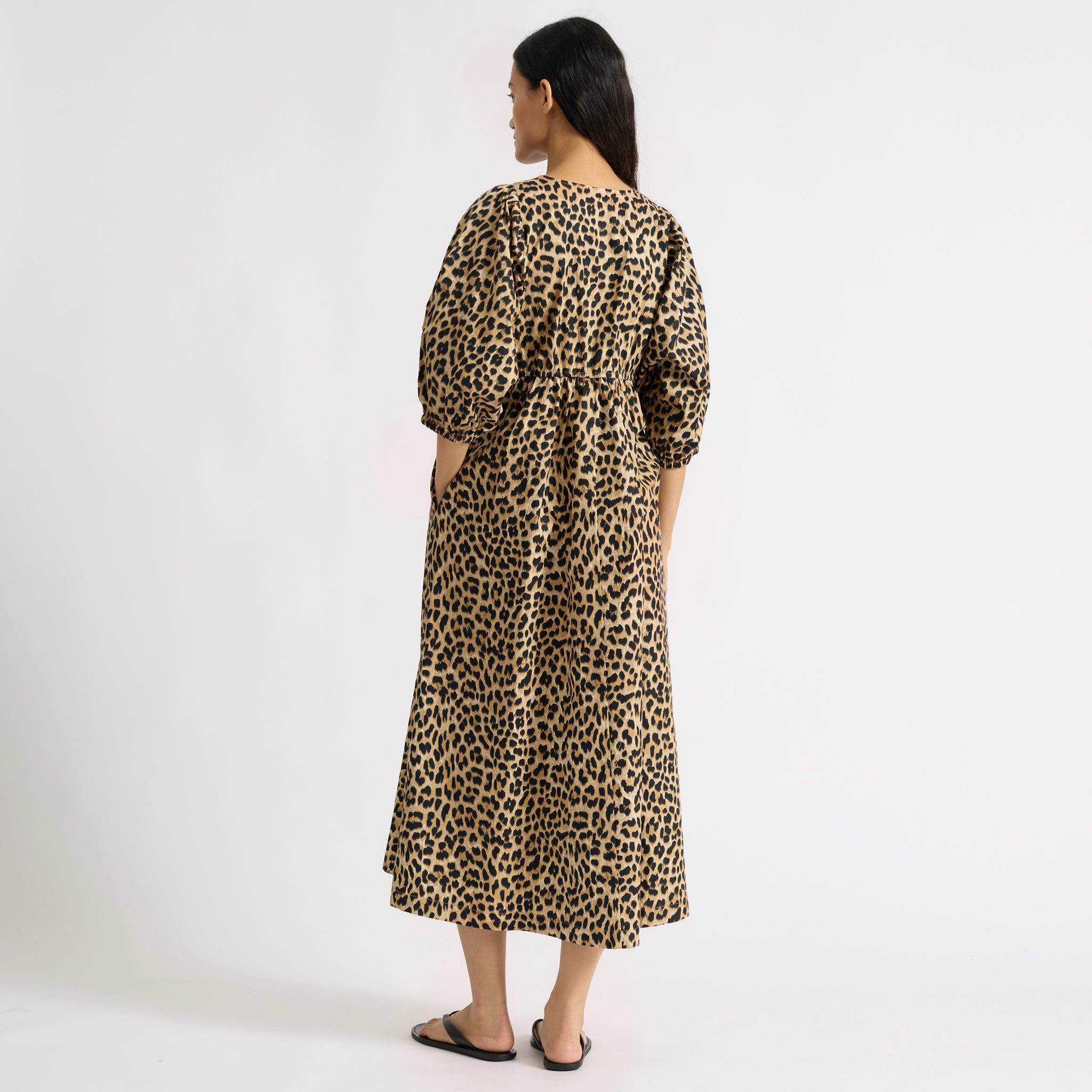 Animal Iconic V Neck Cotton Midi Dress