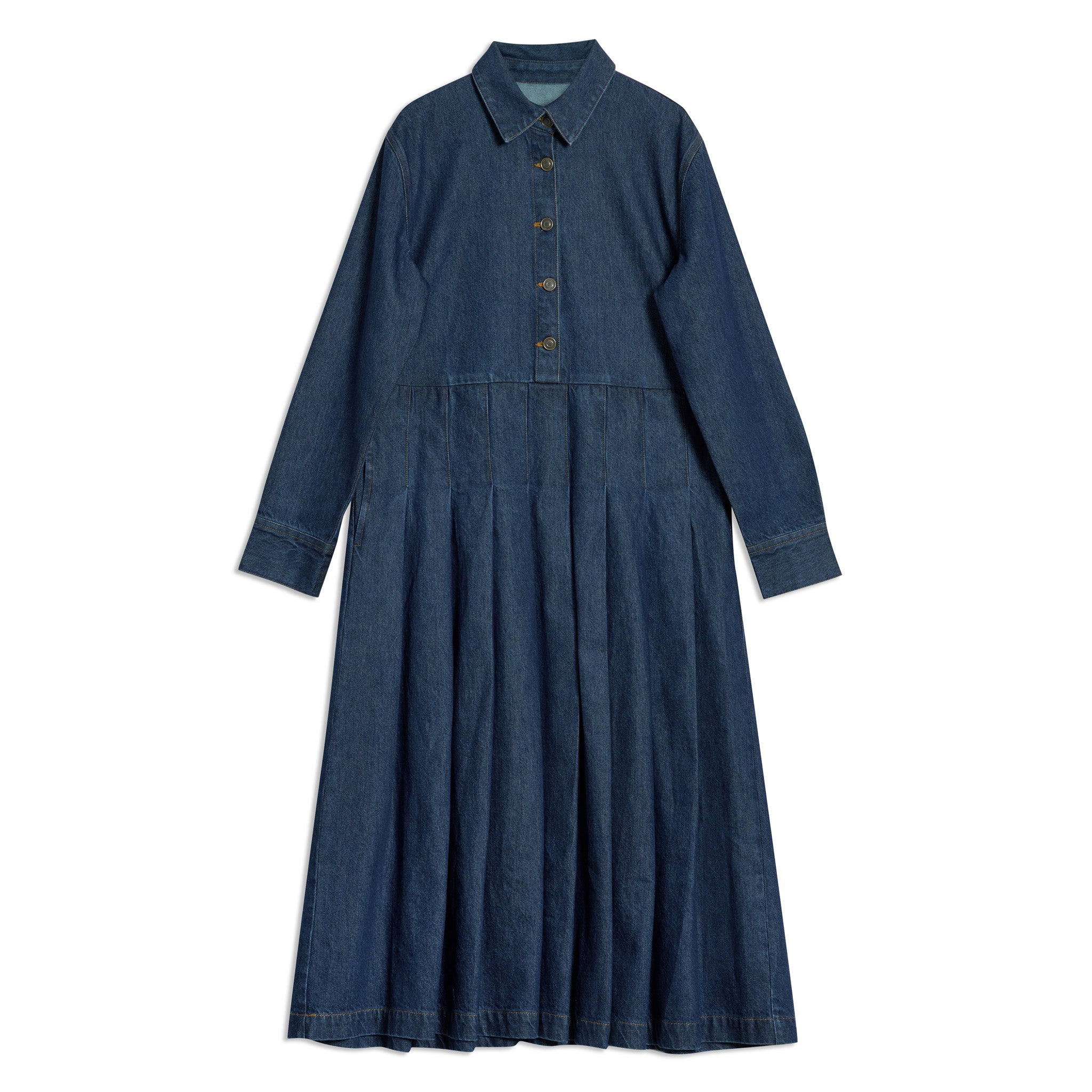 Re-Loved Denim Pleated Shirt Dress - Size 12