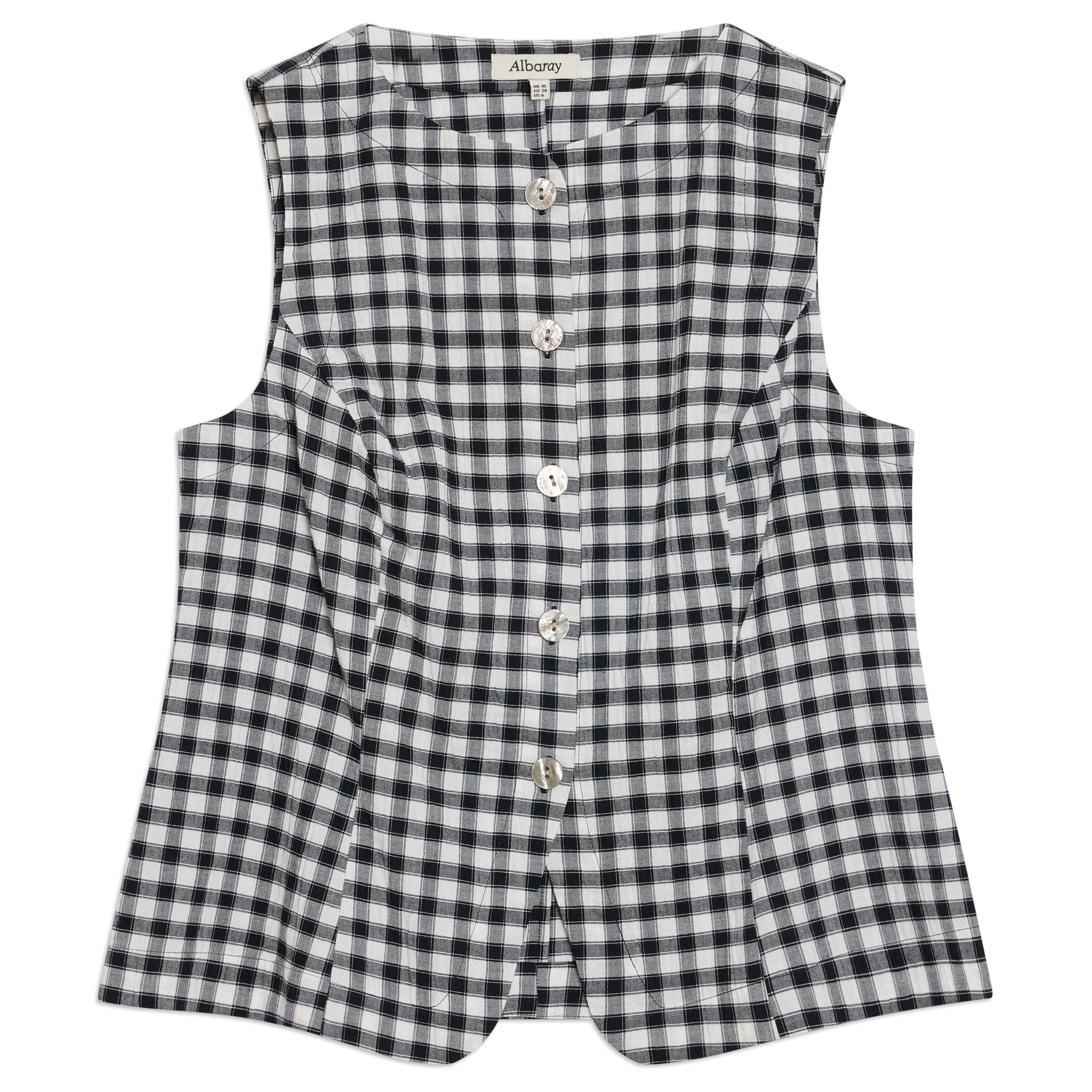 Re-Loved Black & White Gingham Waistcoat Size 12
