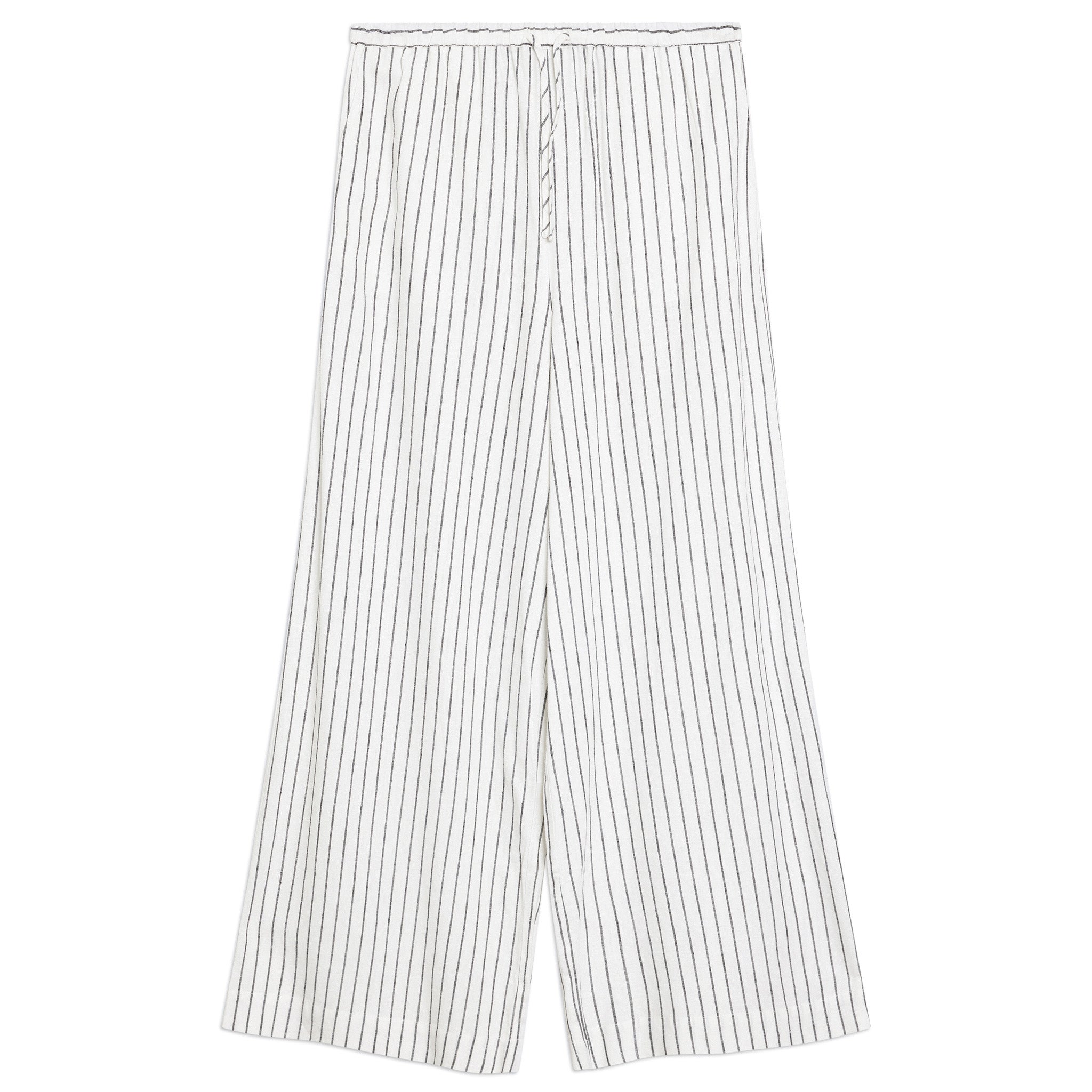 Re-Loved Stripe Linen Blend Drawstring Trousers- Size 18