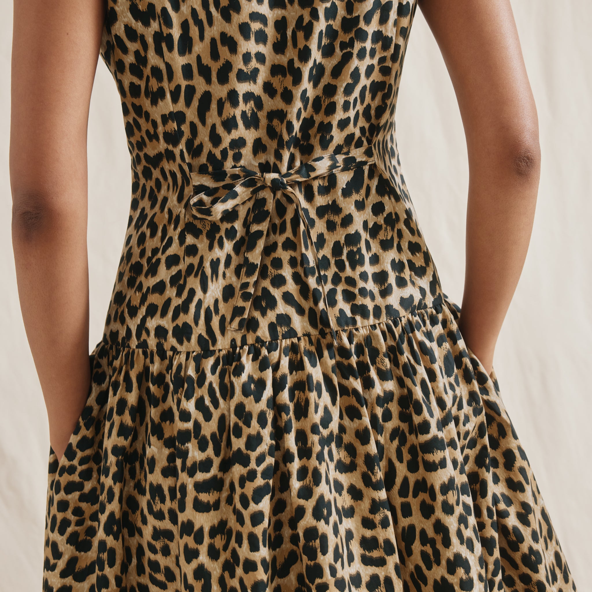 Animal Drop Waist Button Dress