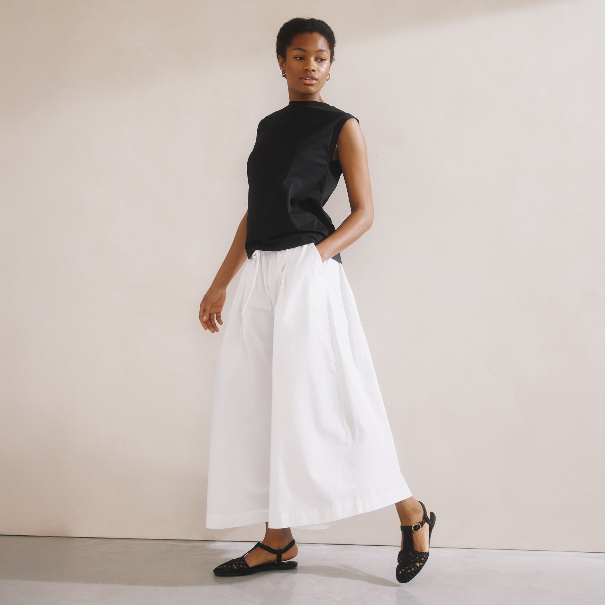 White Super Wide Leg Culottes