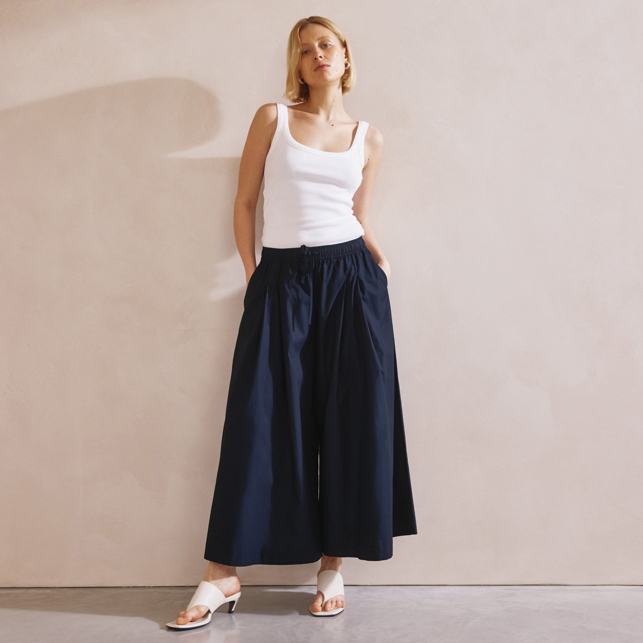 Navy Super Wide Leg Culottes