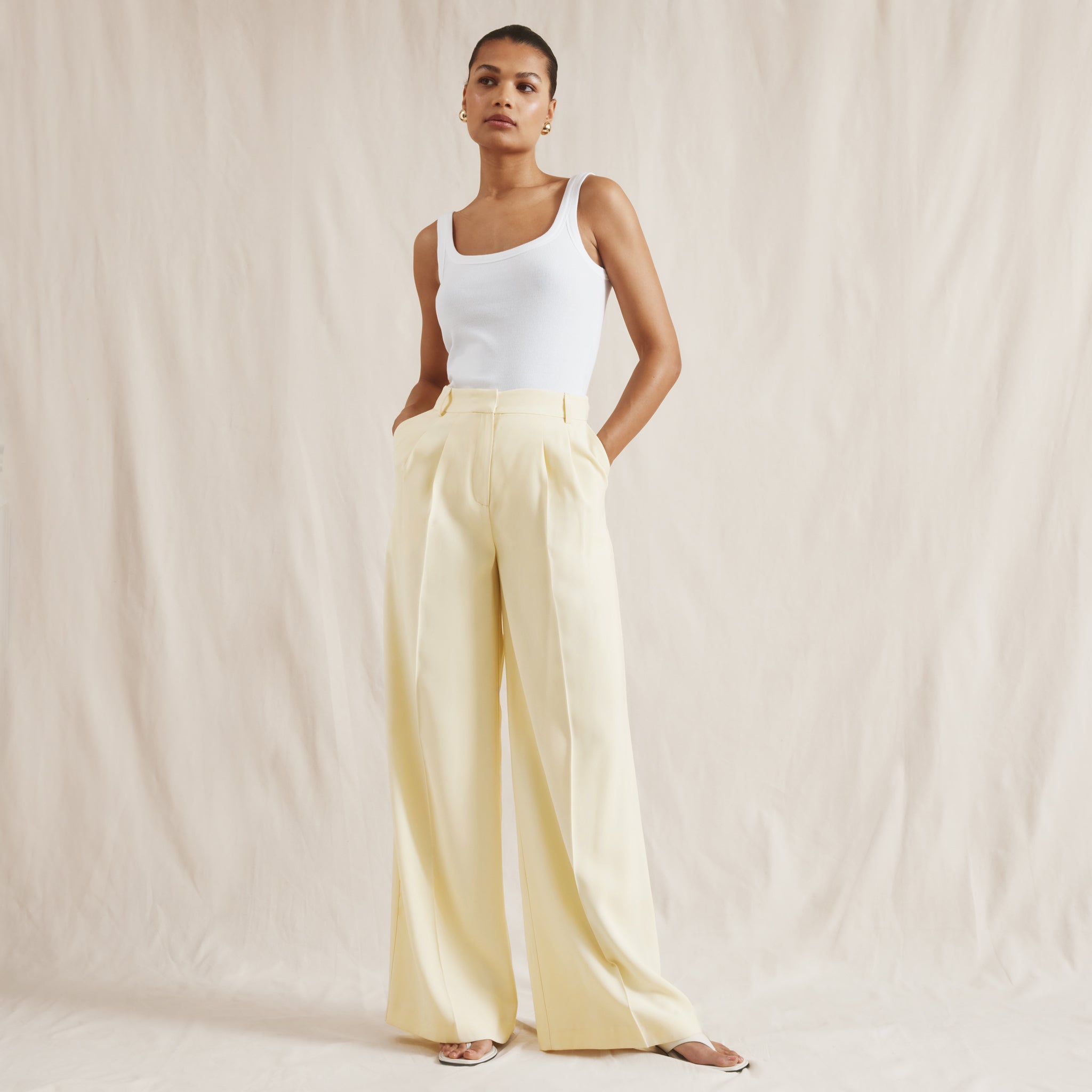 Soft Yellow Tailored Trousers