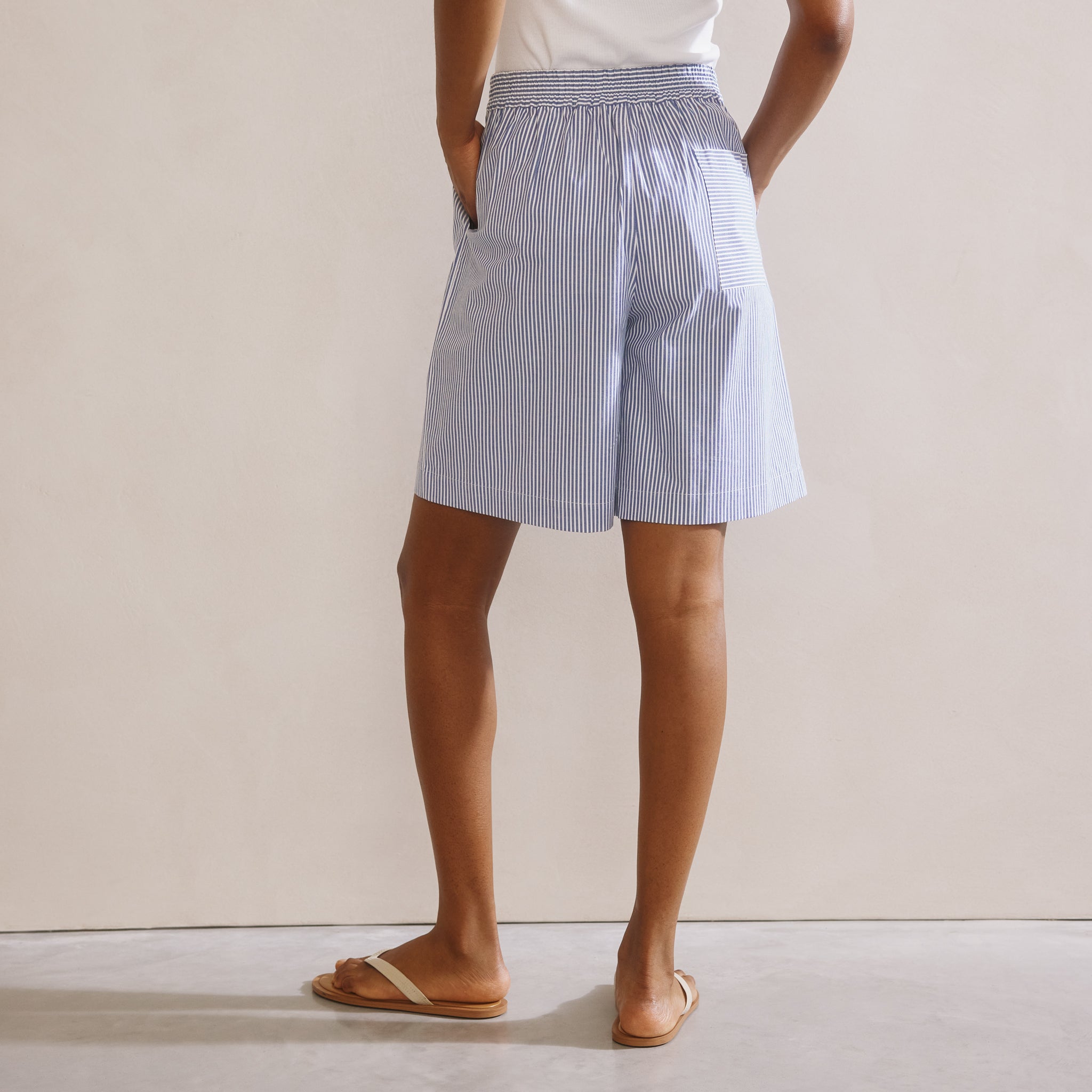 Blue Ticking Stripe Bermuda Shorts