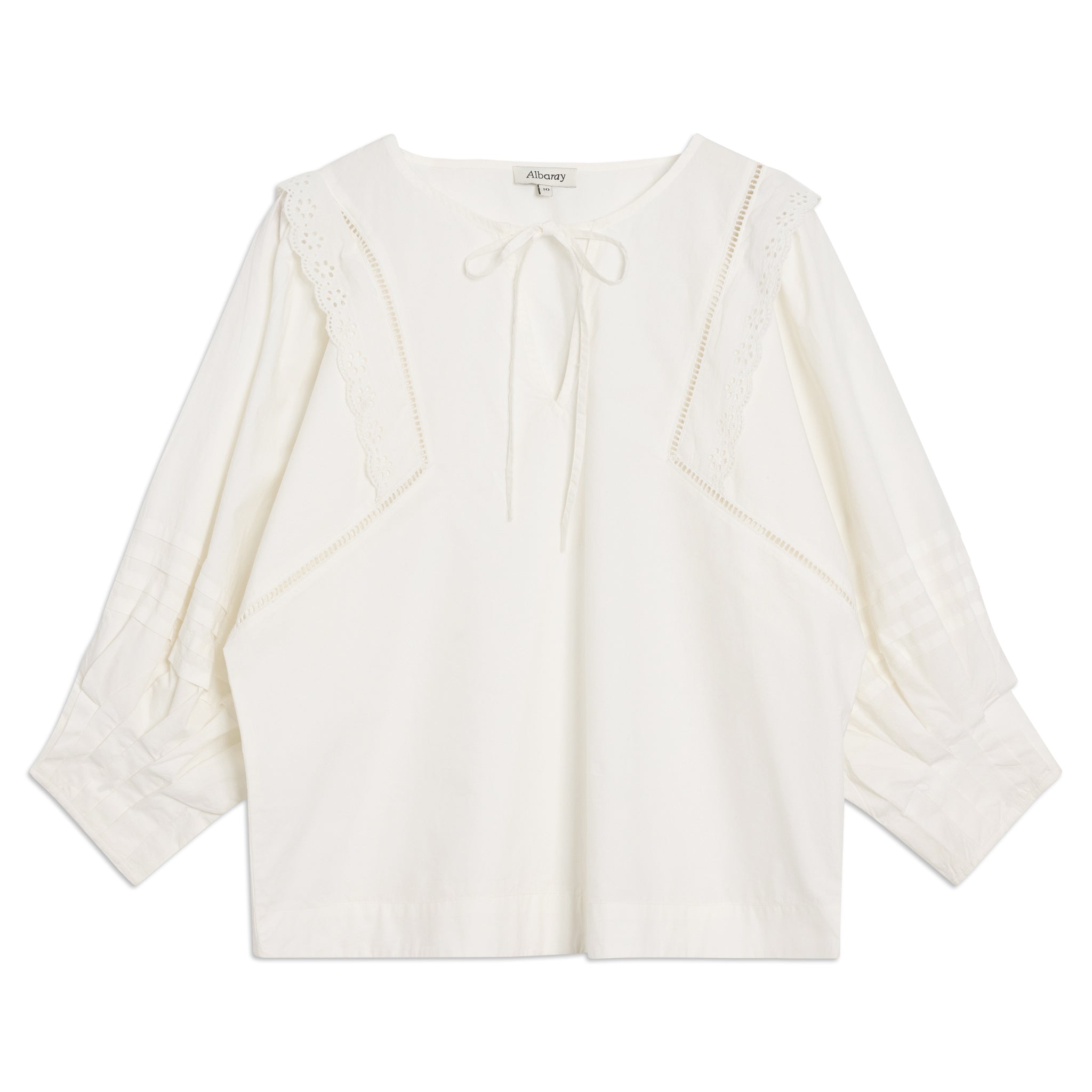 Re-Loved Cream Cotton Pintuck Sleeve Top Size 16